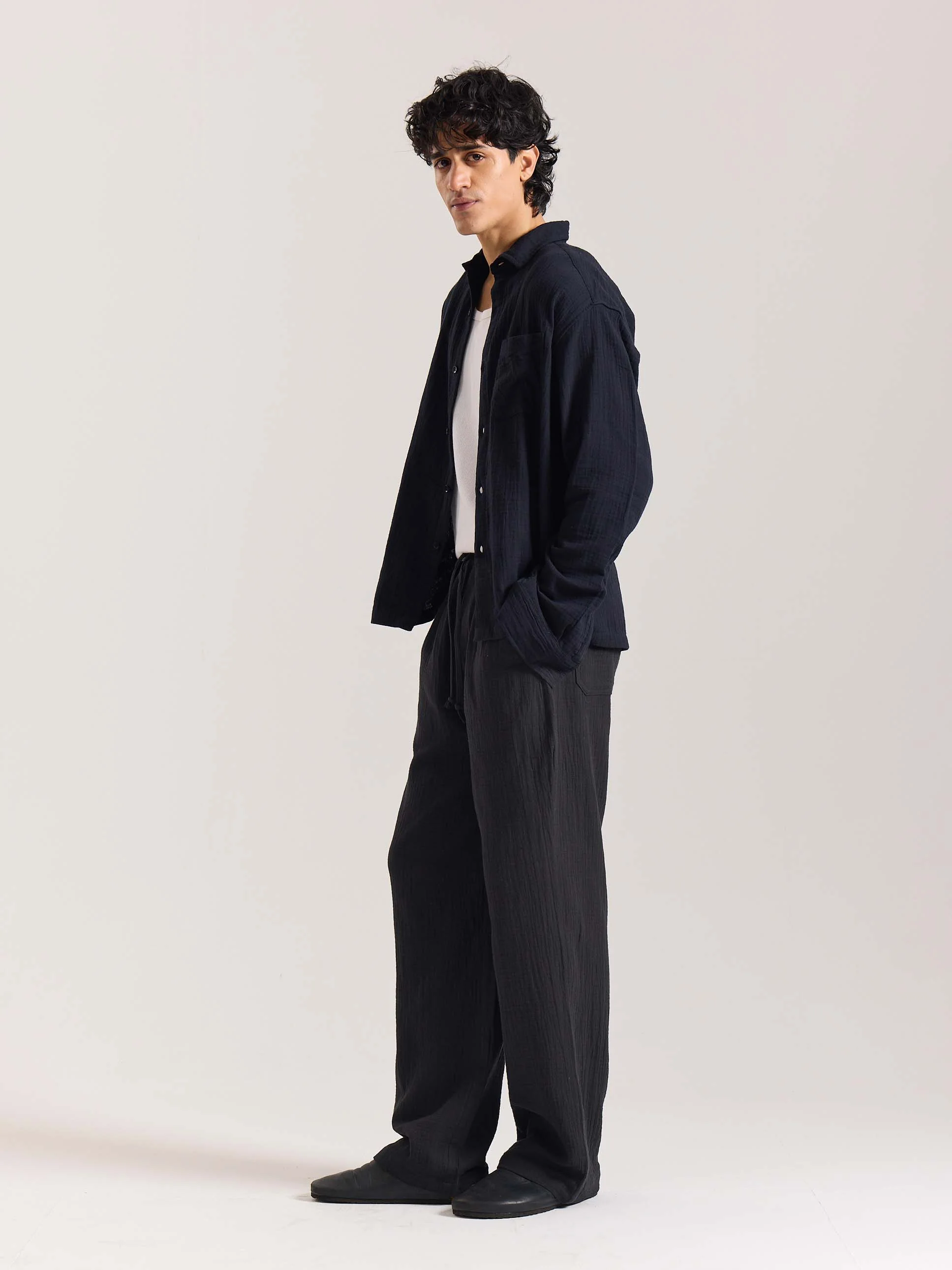 Black Gauze Pull-on Pants - Image 5