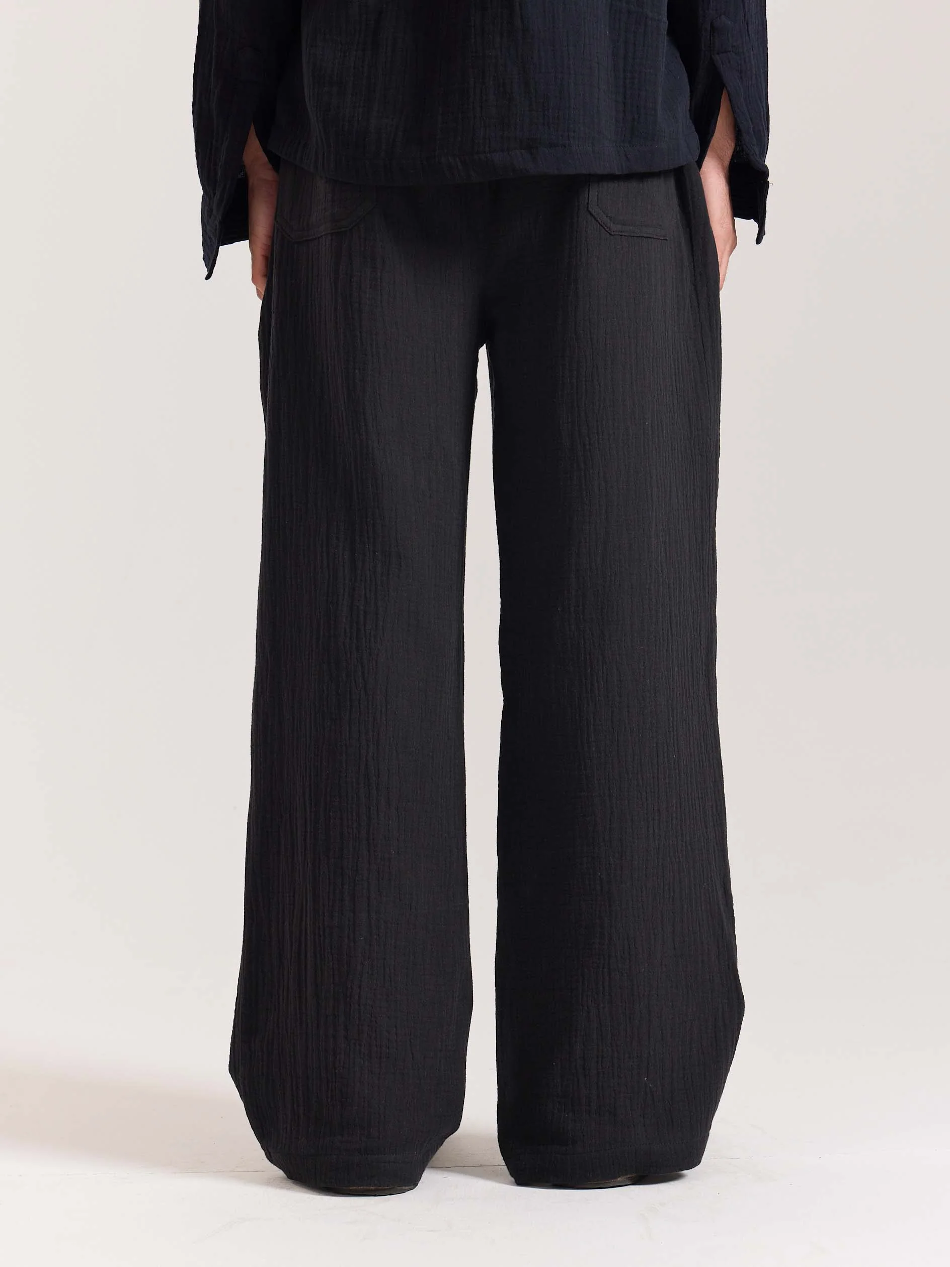 Black Gauze Pull-on Pants - Image 6