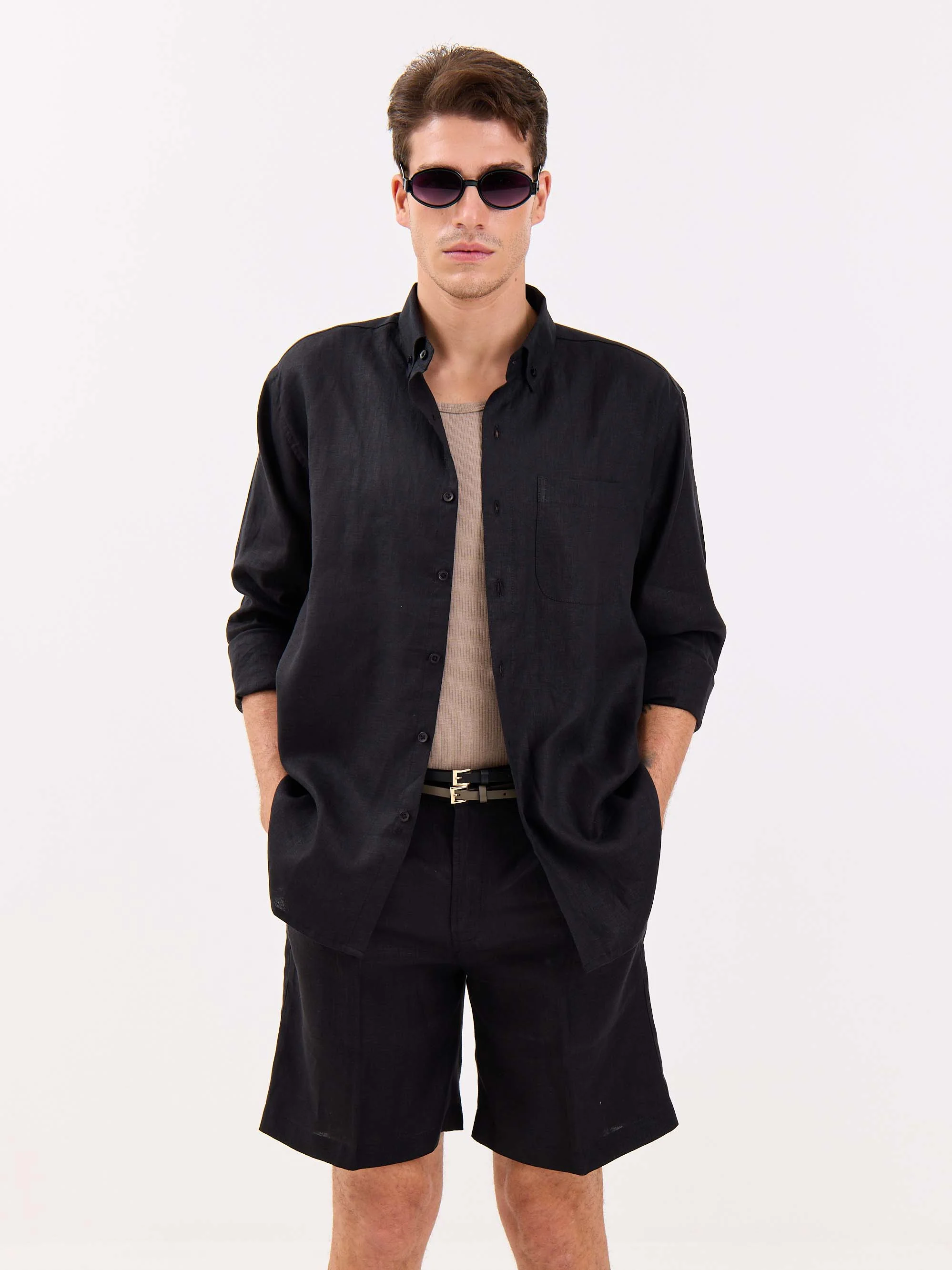 Black Irish Linen Shirt - Image 2