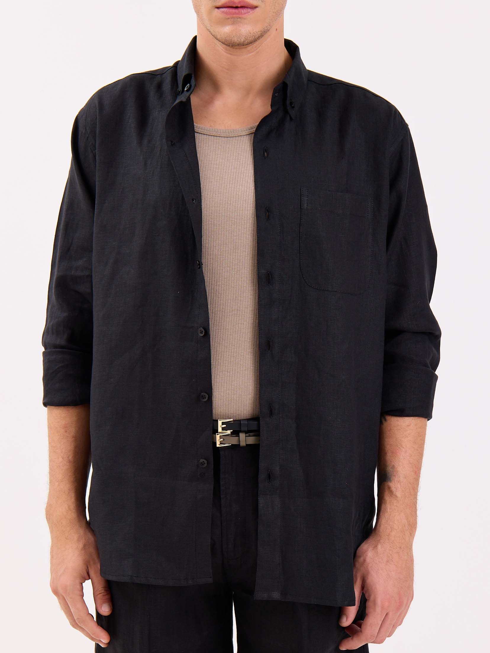 Black Irish Linen Shirt - Image 3