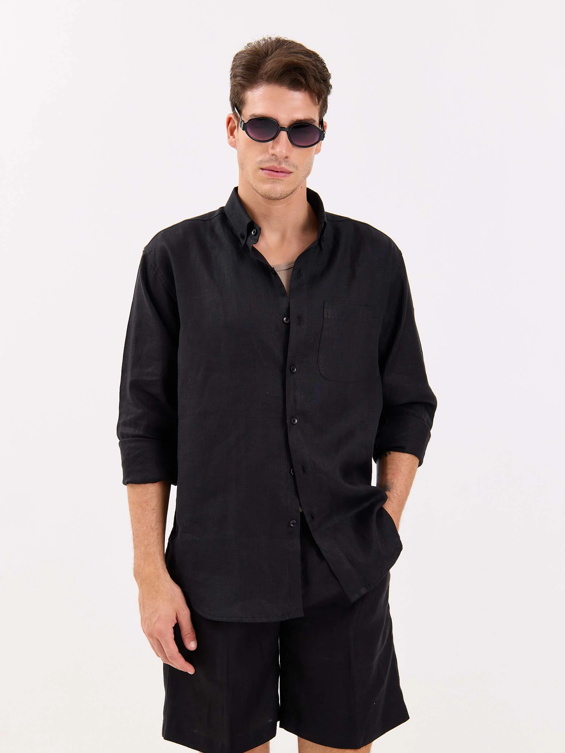 Black Irish Linen Shirt - Image 5
