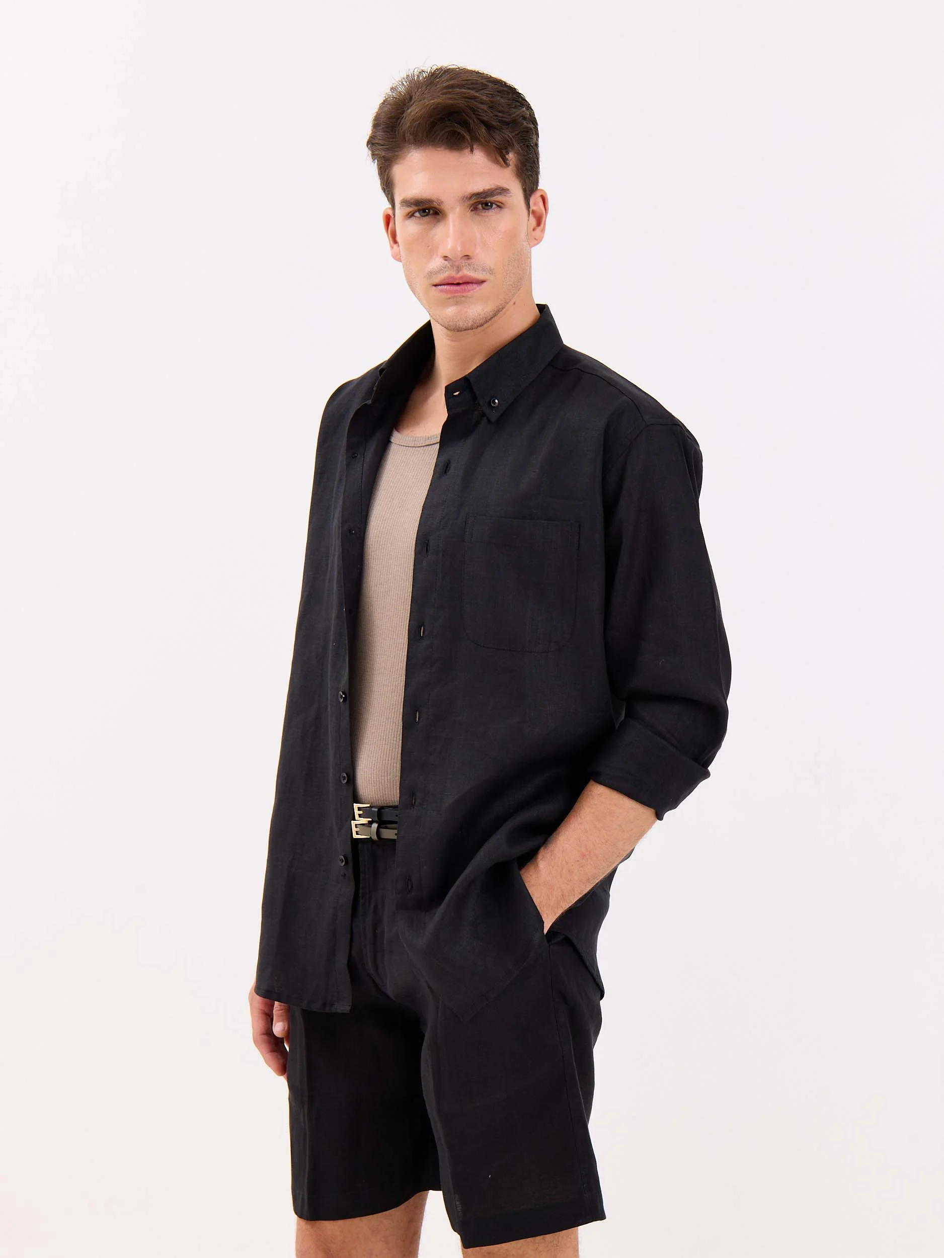Black Irish Linen Shirt - Image 6