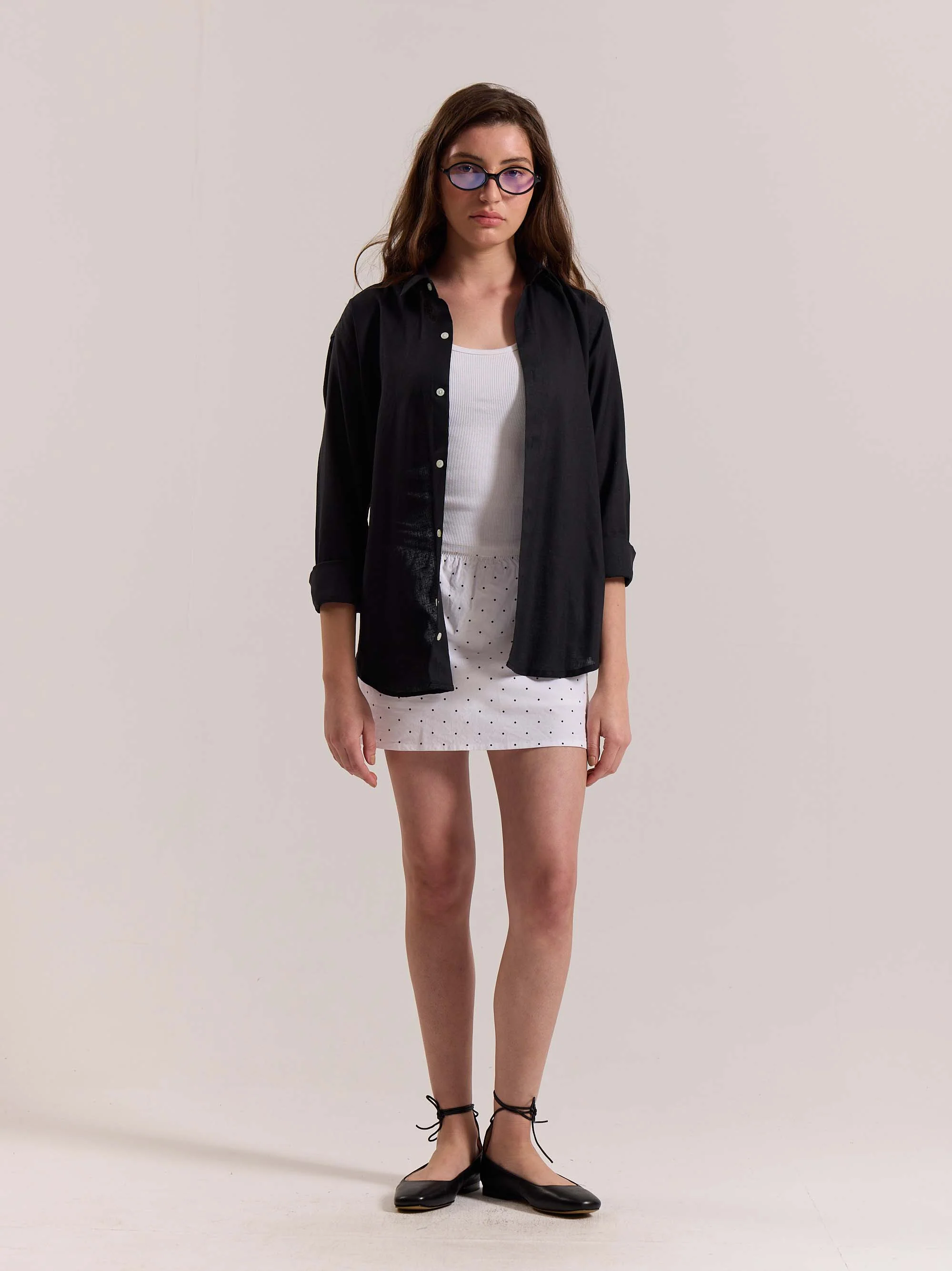 Black Linen-blend Shirt - Image 2
