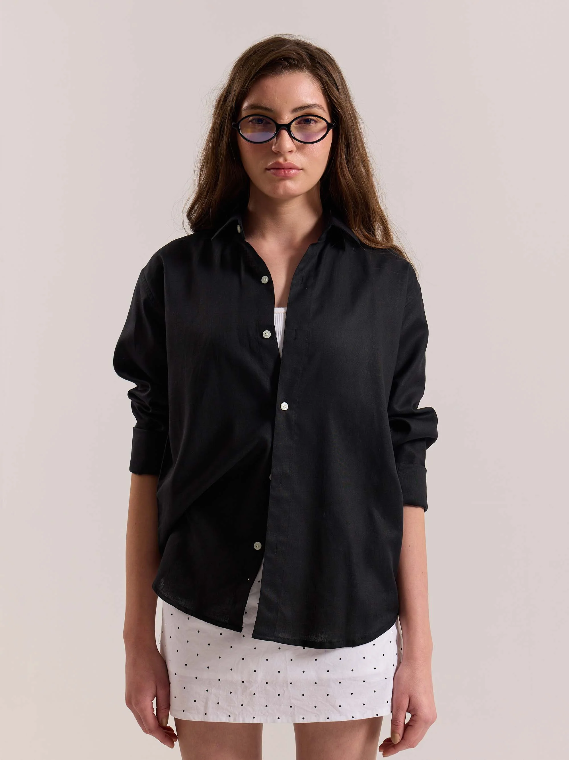 Black Linen-blend Shirt - Image 4