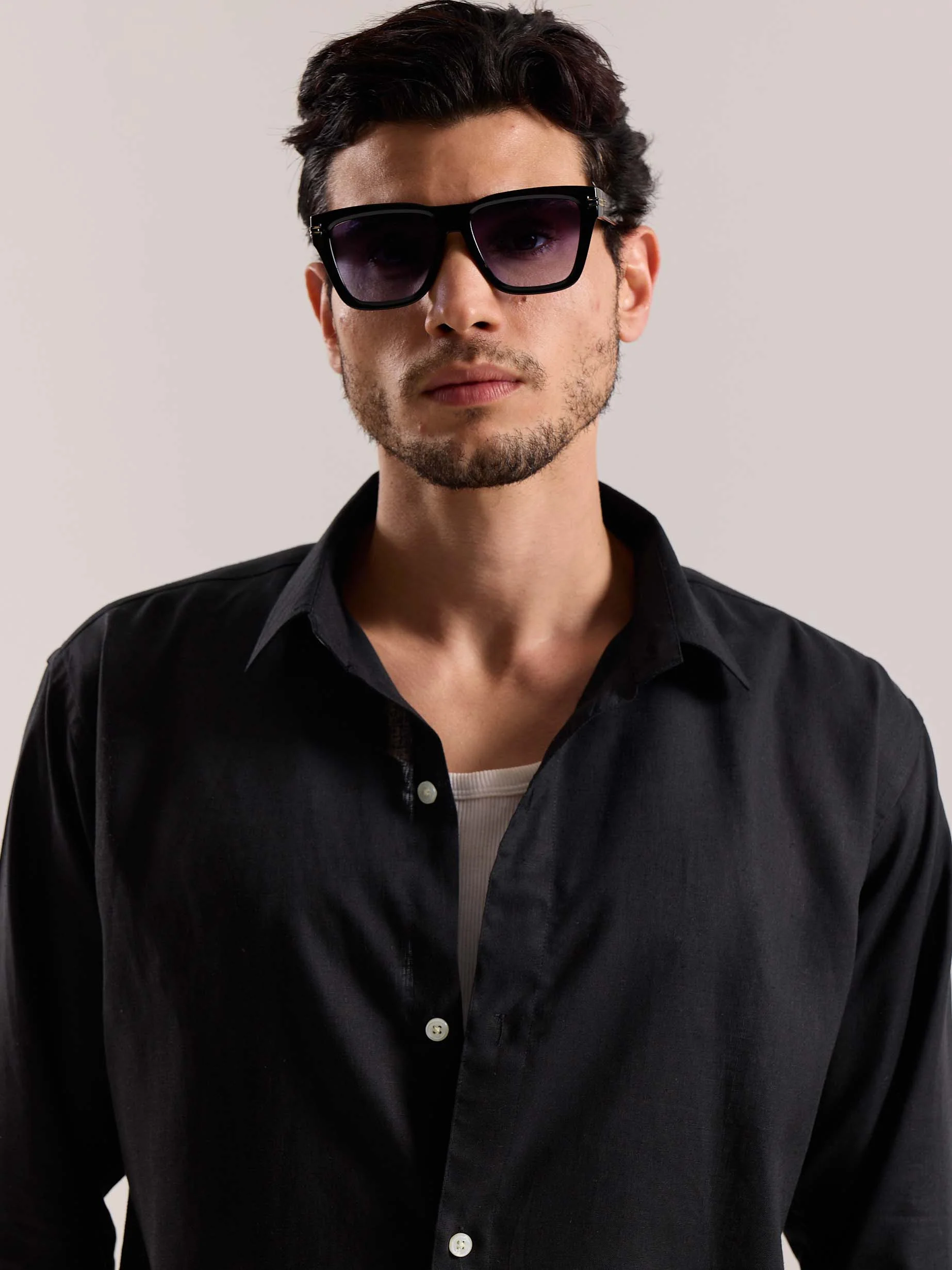 Black Linen-blend Shirt - Image 5