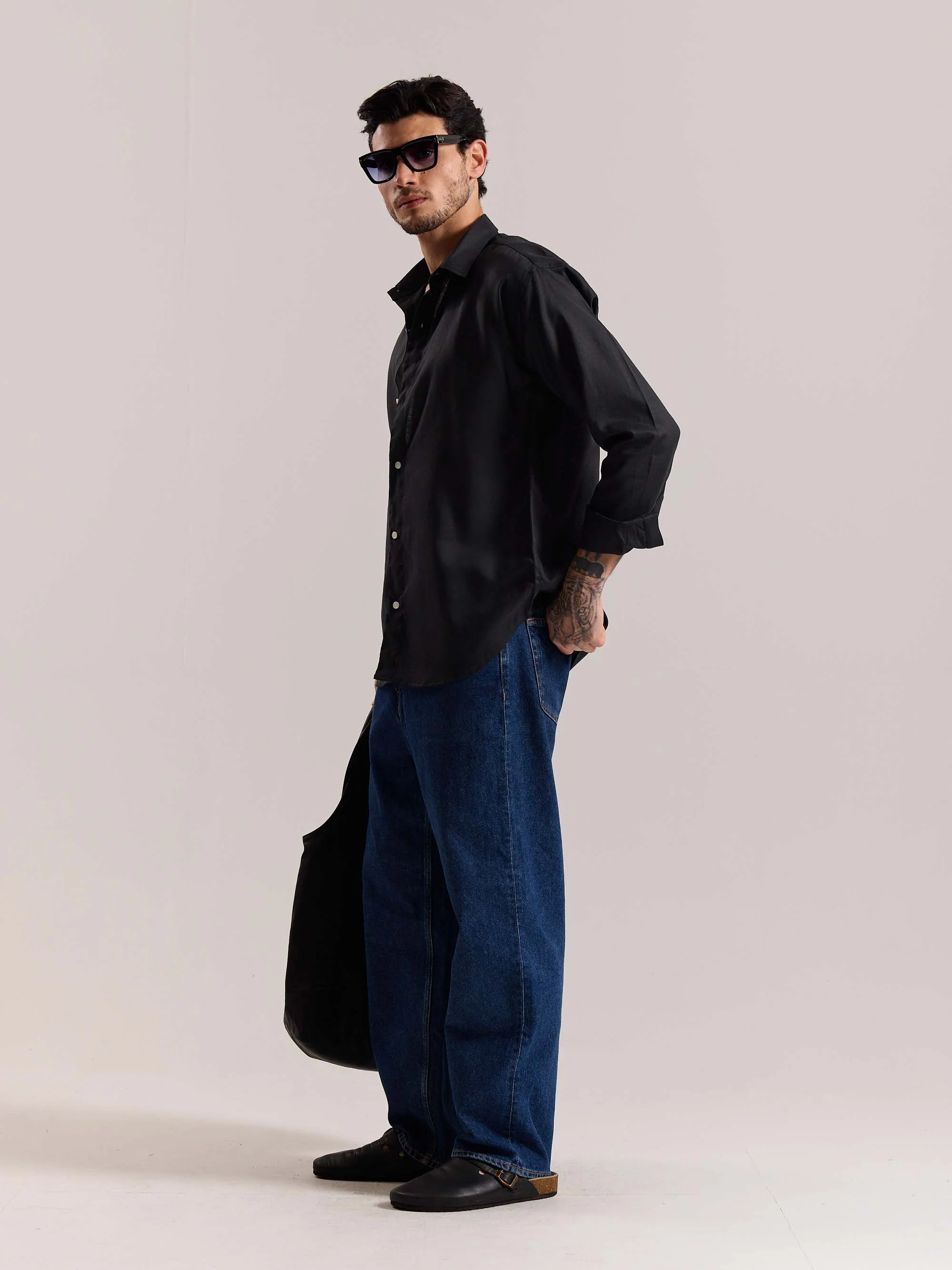 Black Linen-blend Shirt - Image 7