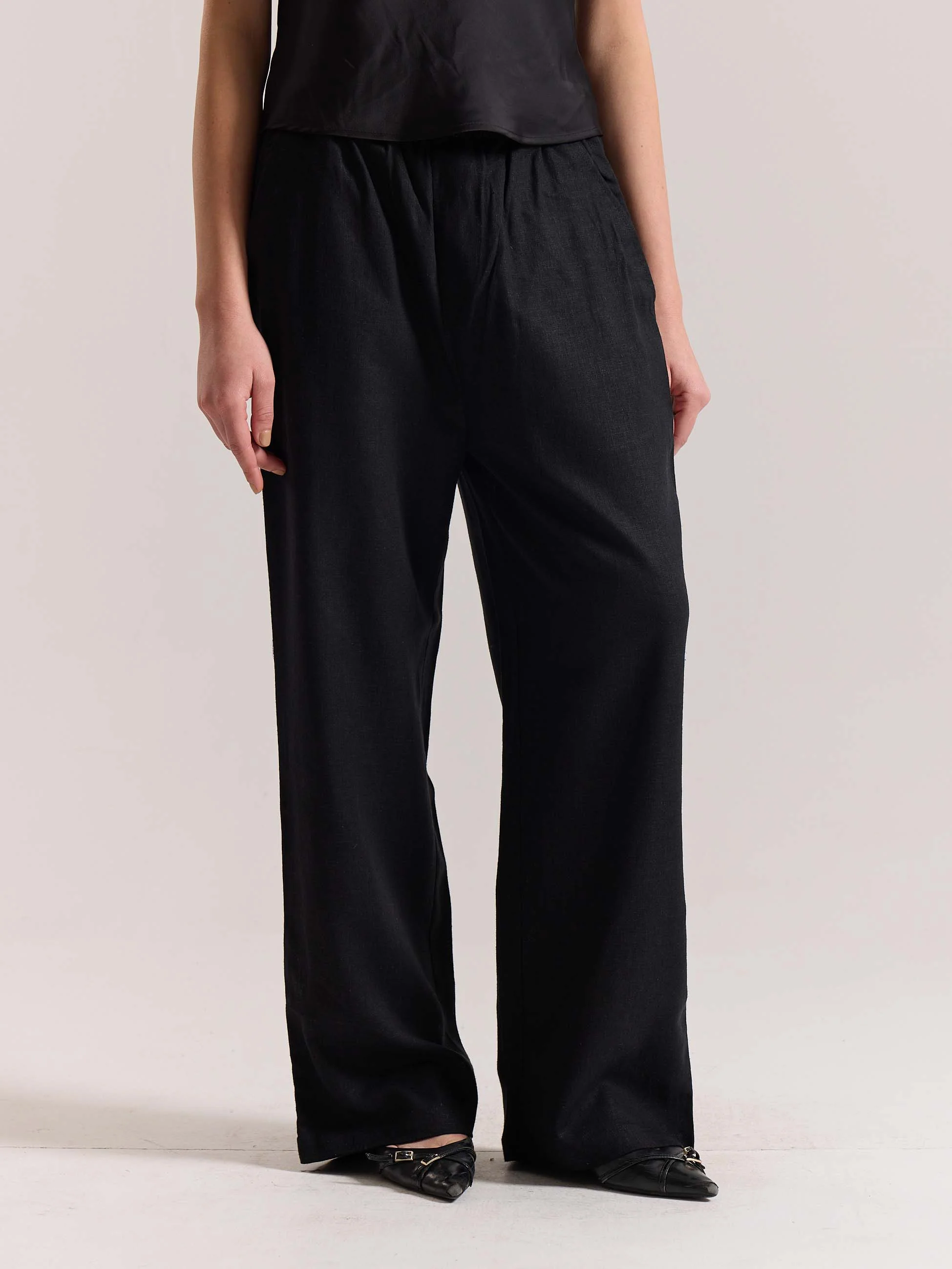 Black Linen Pull-on Pants (Pre-order) - Image 4