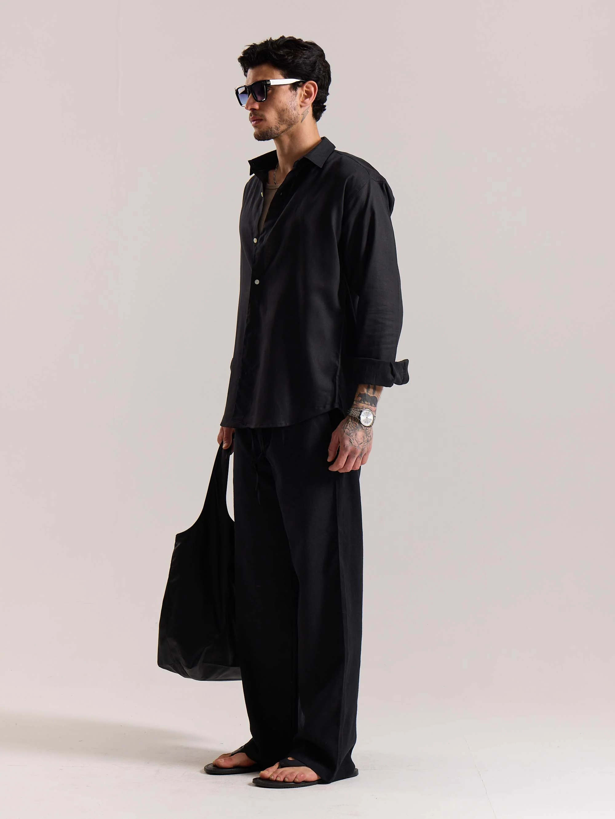 Black Linen Pull-on Pants (Pre-order) - Image 6