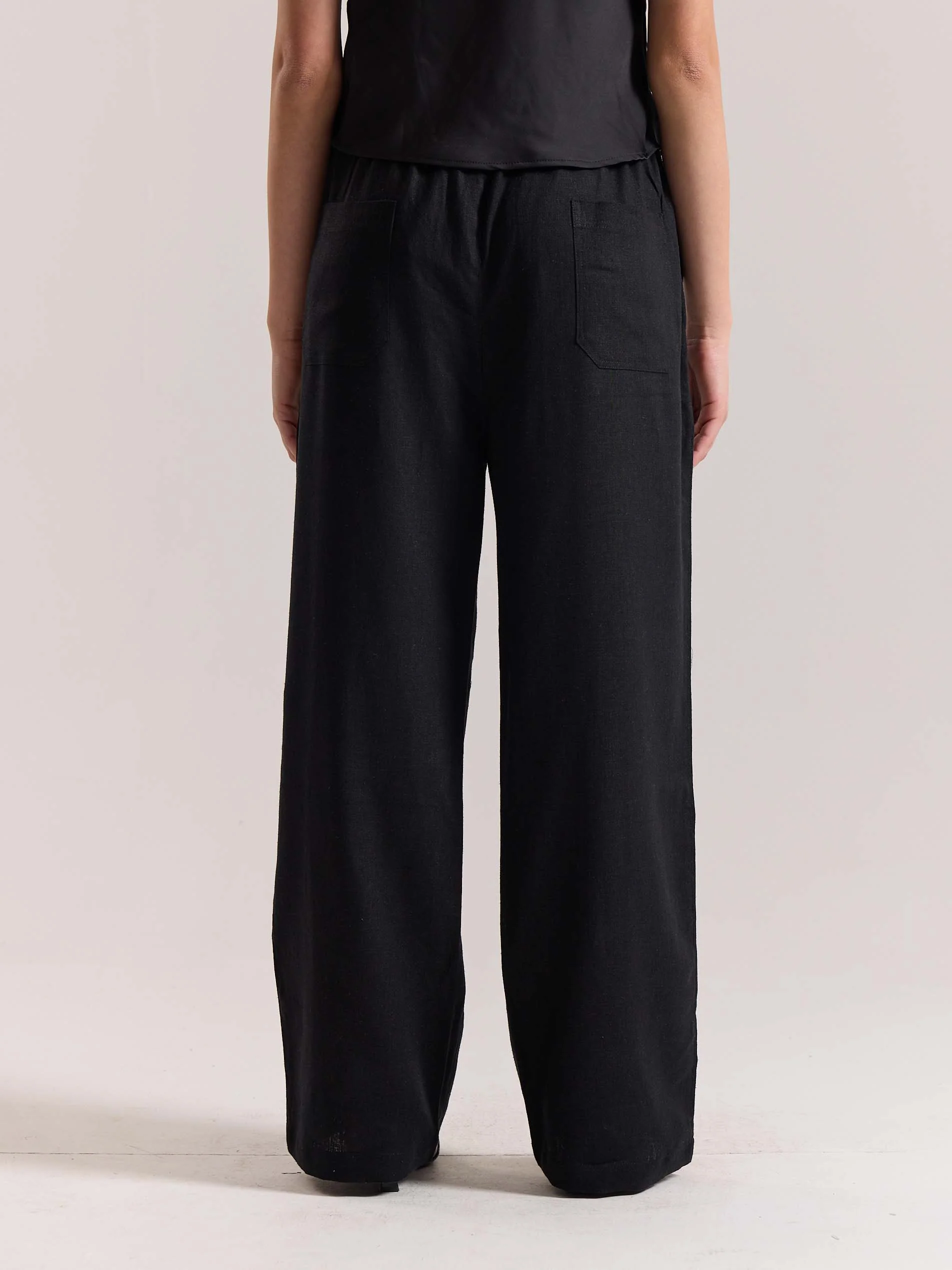 Black Linen Pull-on Pants (Pre-order) - Image 8