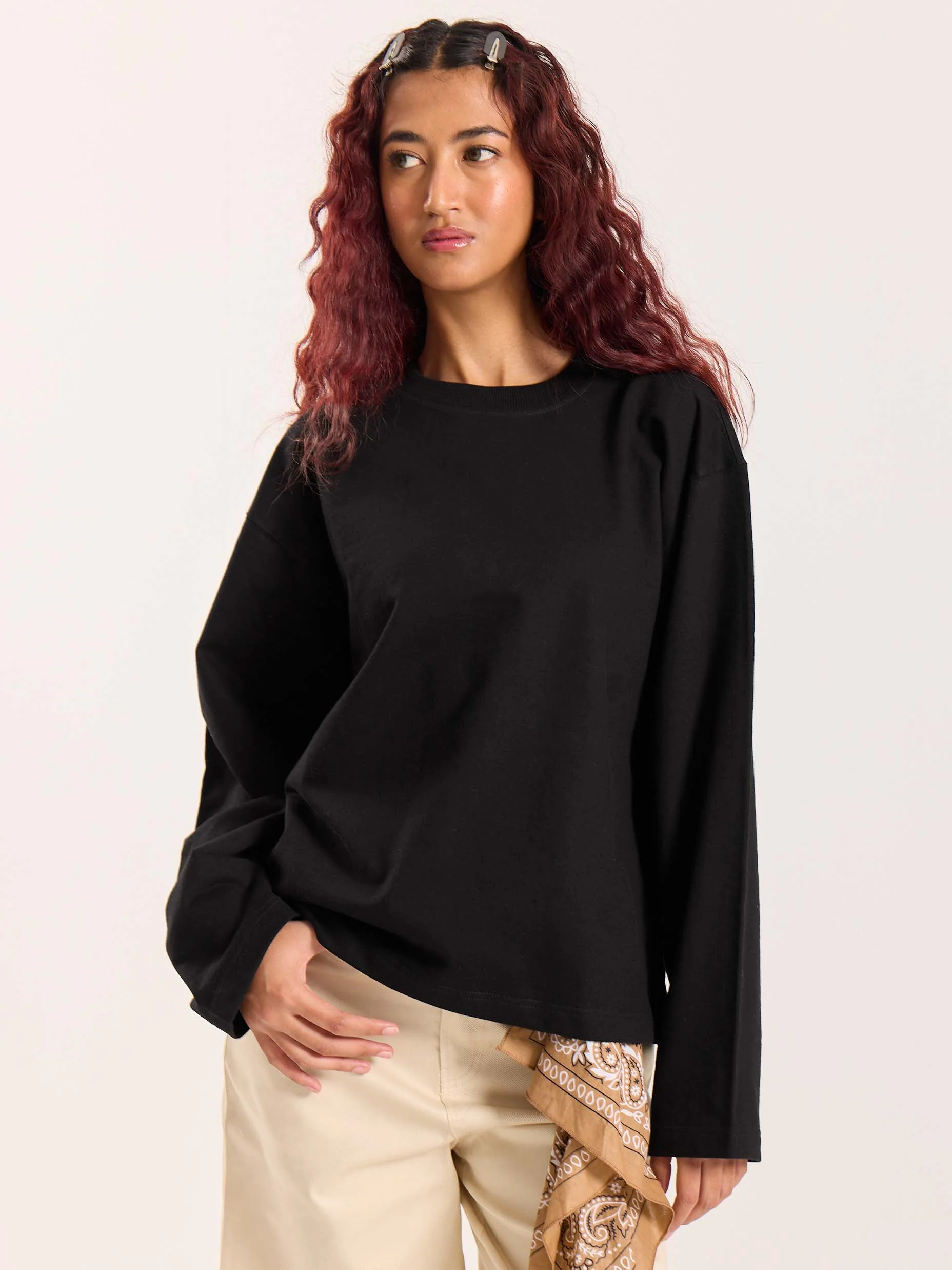 Black Loose Fit Cropped T-Shirt - Image 4