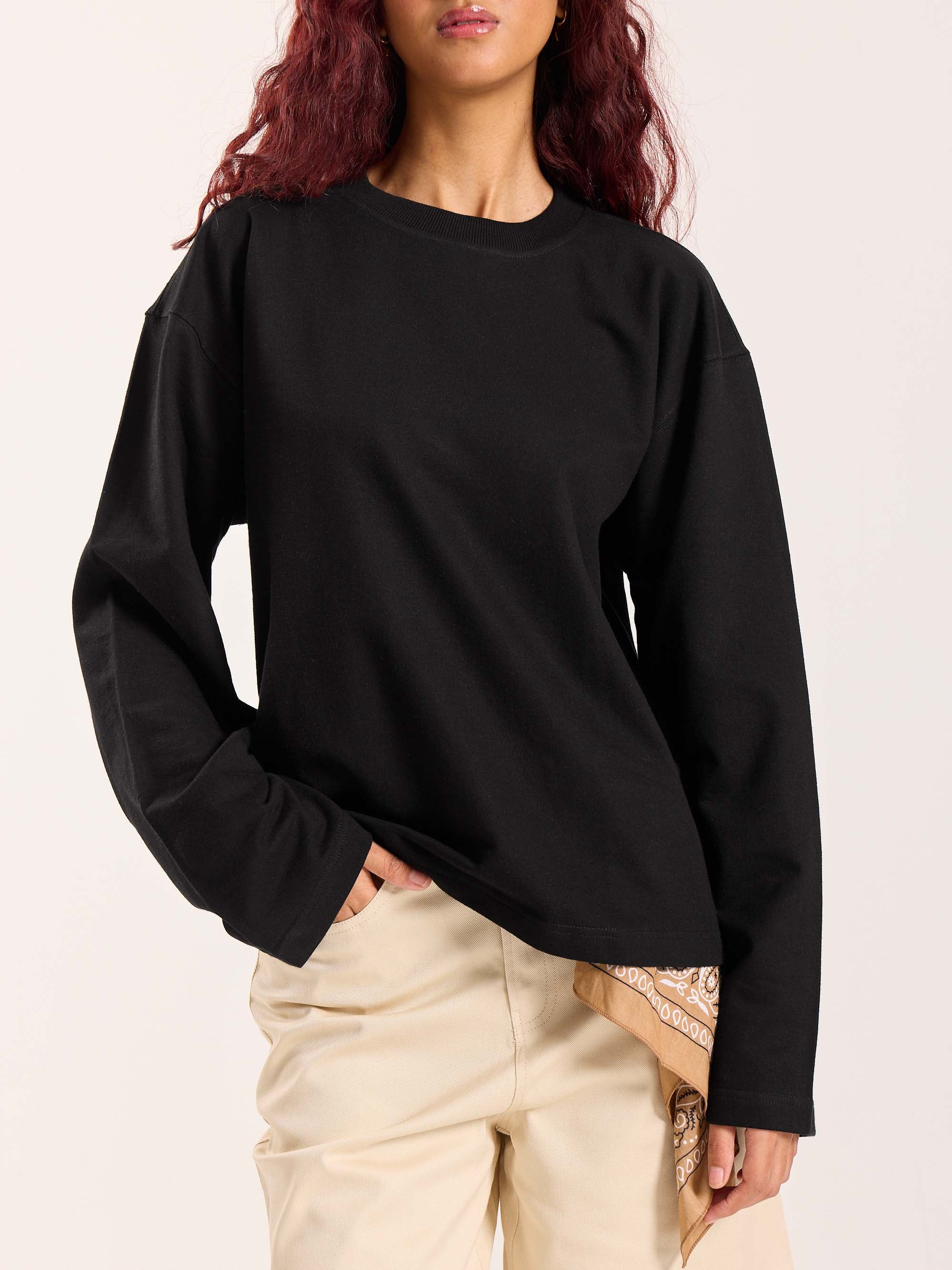Black Loose Fit Cropped T-Shirt - Image 5