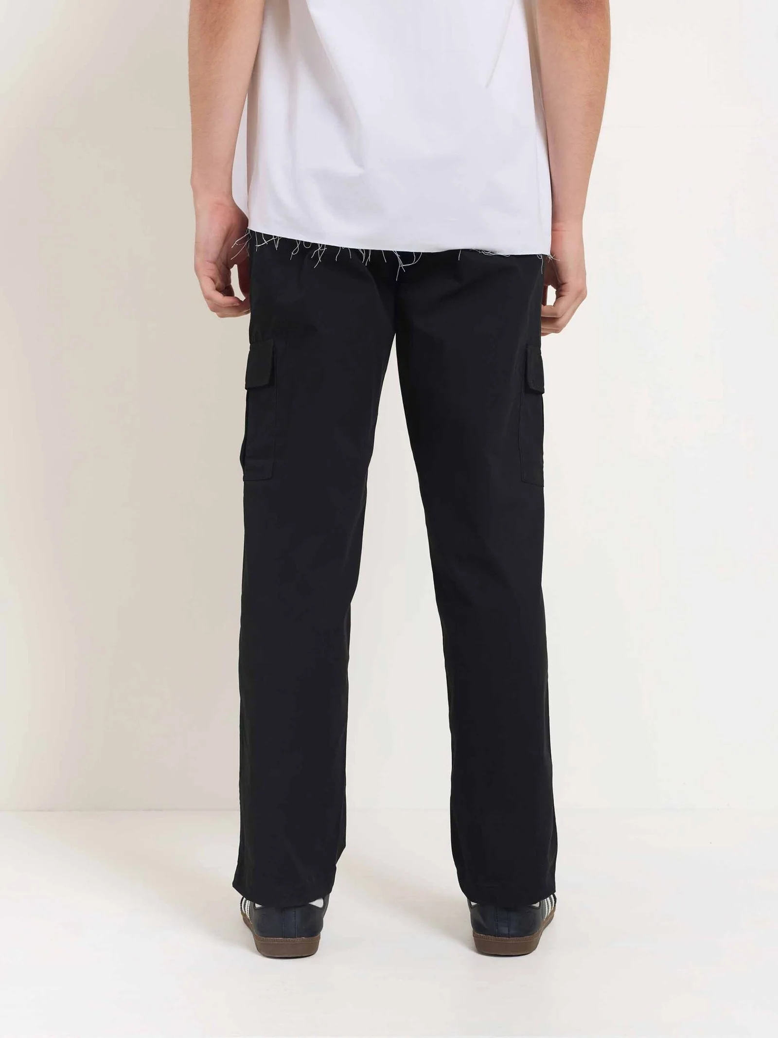 Black Loose Fit Twill Cargo Trousers - Image 6