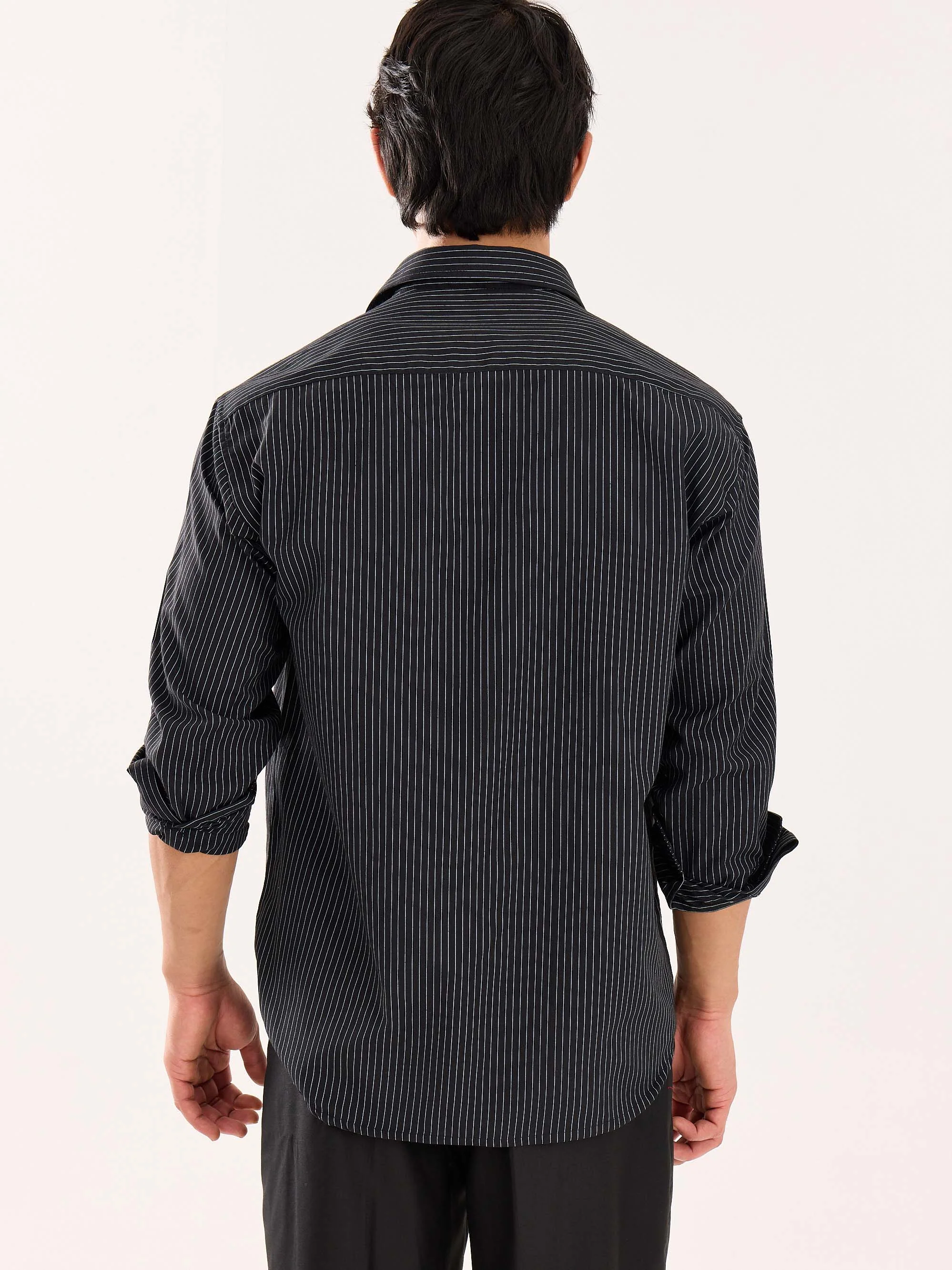 Black Pinstriped Poplin Shirt - Image 8