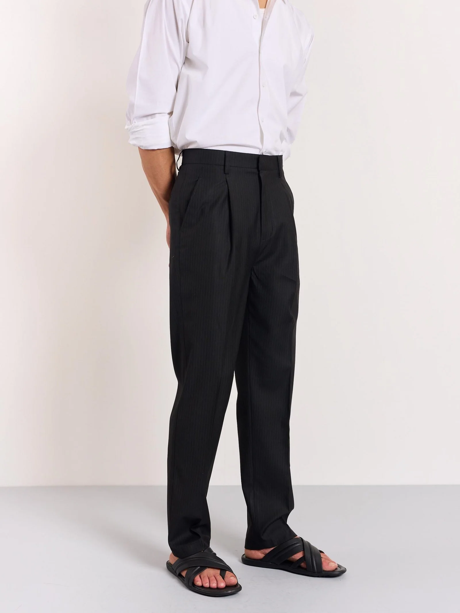 Black Pinstriped Trousers - Image 5