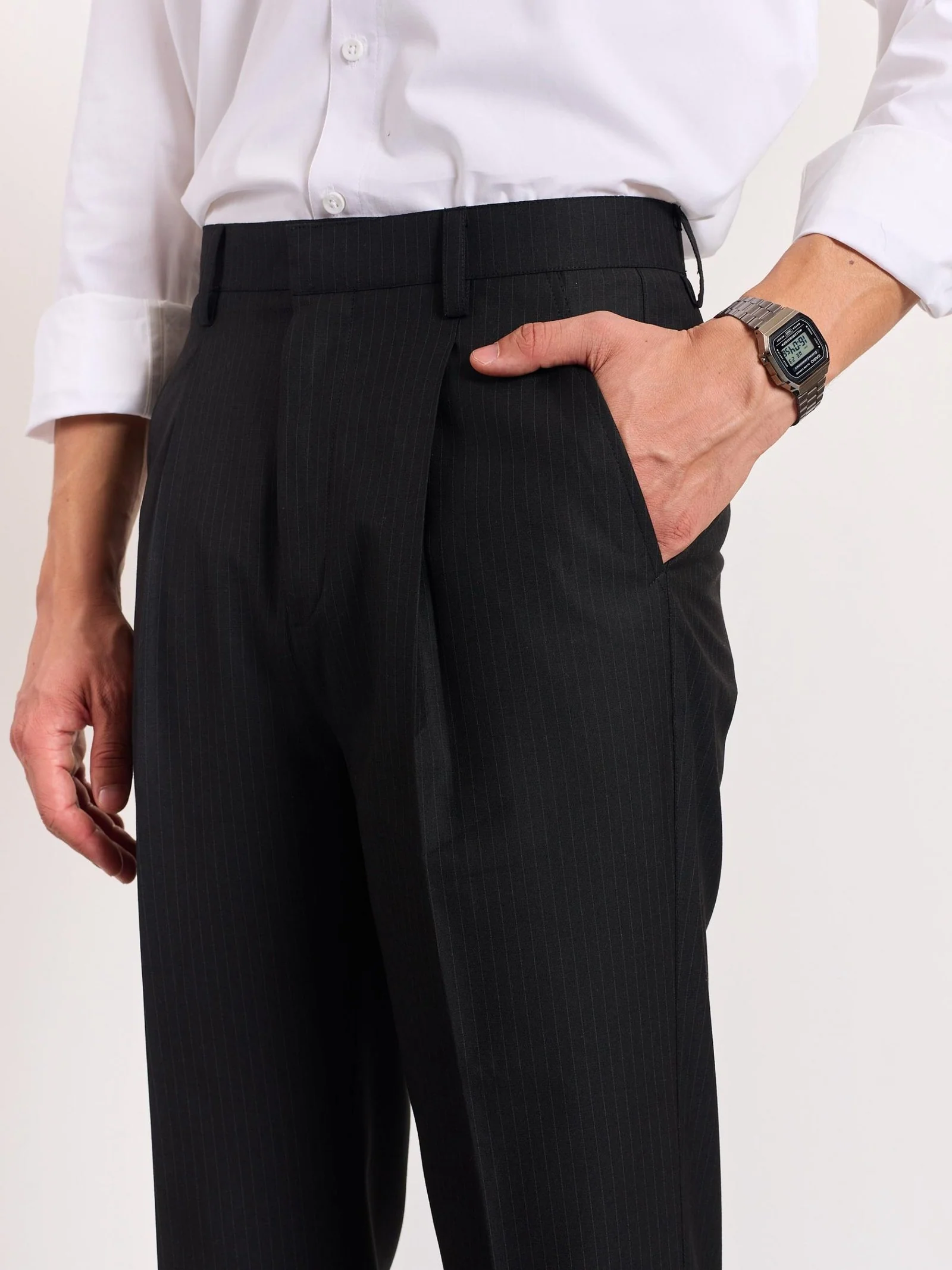 Black Pinstriped Trousers - Image 6