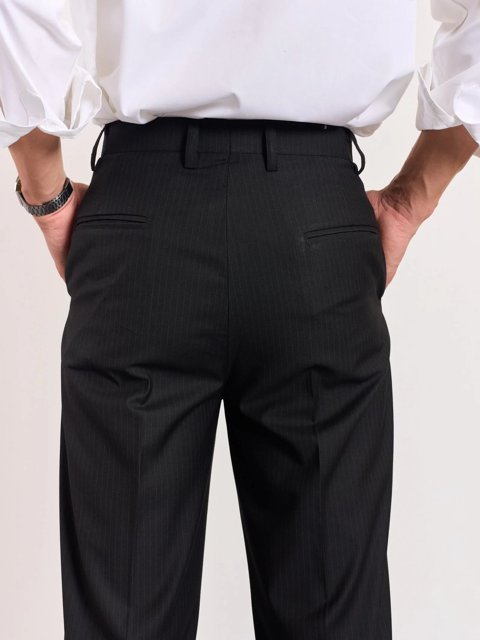 Black Pinstriped Trousers - Image 7