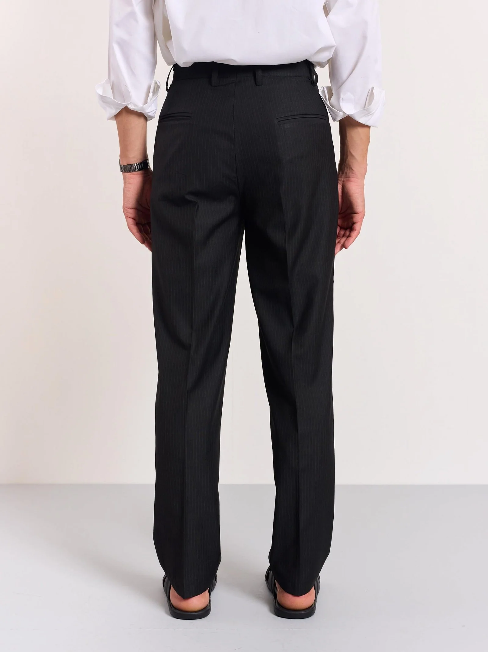 Black Pinstriped Trousers - Image 8