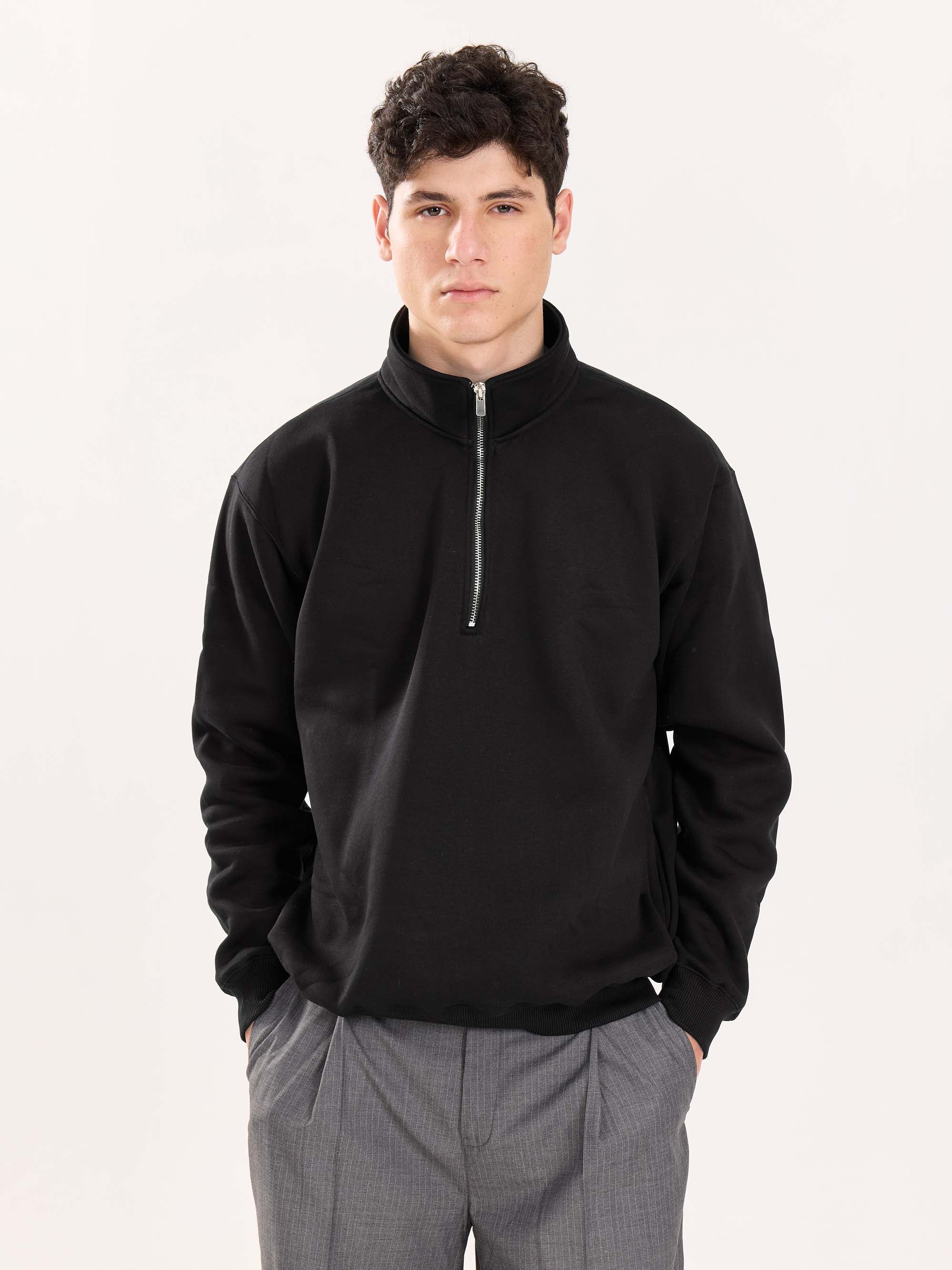 Black Quarter-Zip Sweatshirt - Image 3