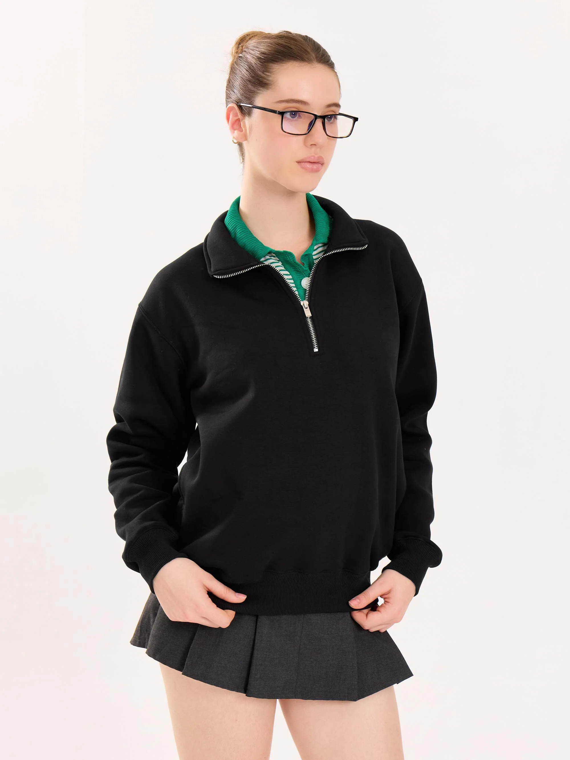 Black Quarter-Zip Sweatshirt - Image 4
