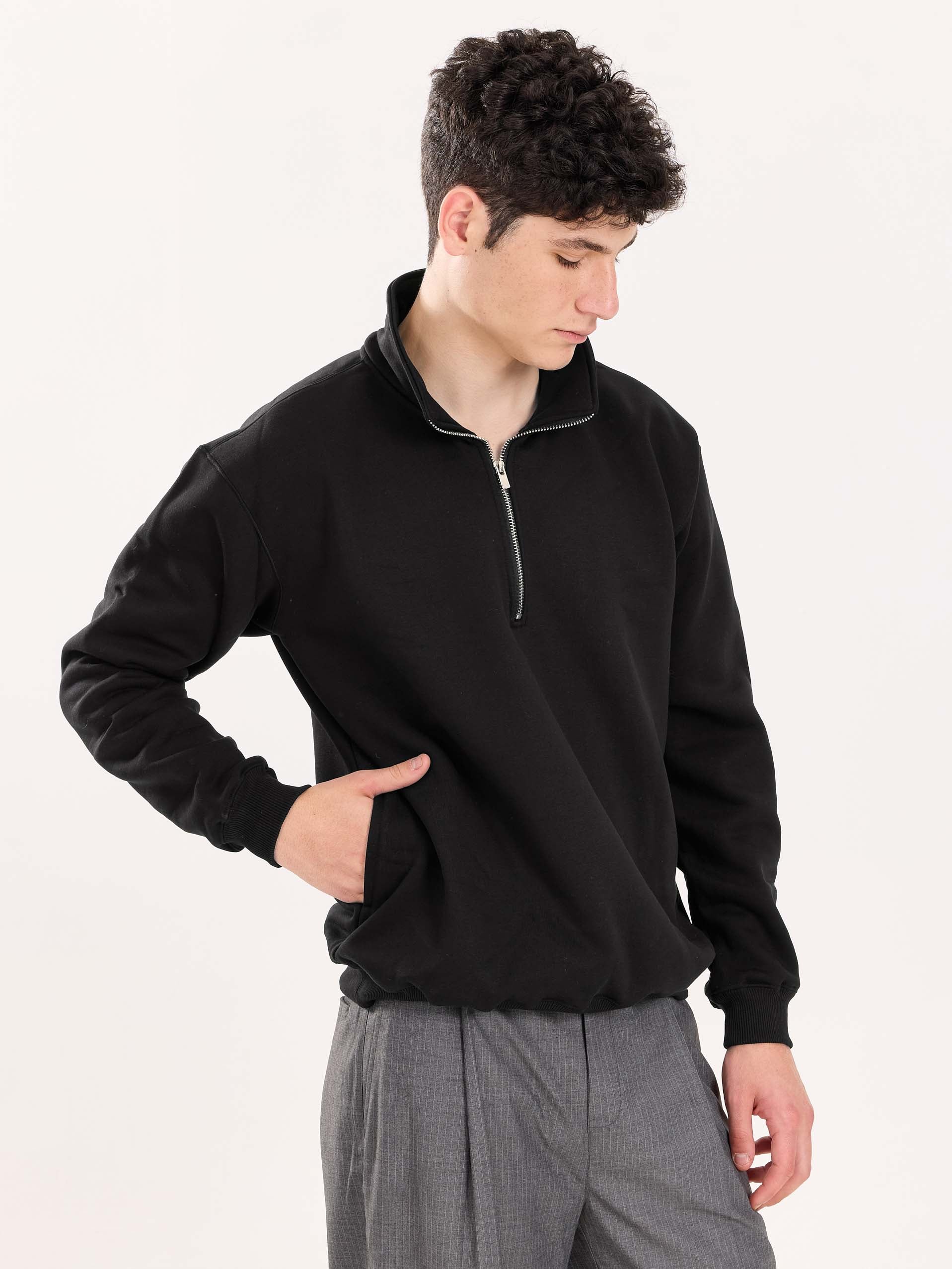 Black Quarter-Zip Sweatshirt - Image 5