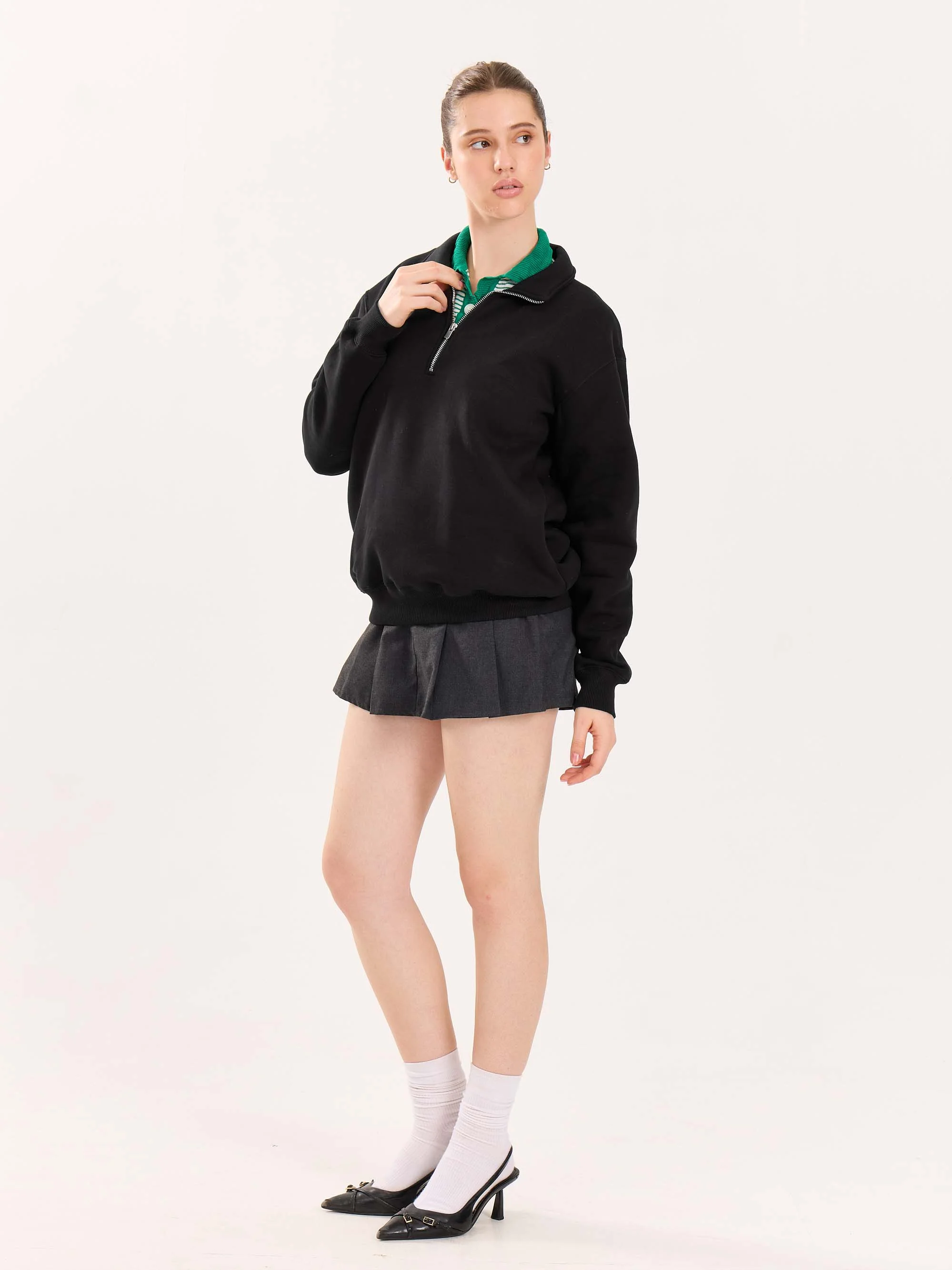 Black Quarter-Zip Sweatshirt - Image 6
