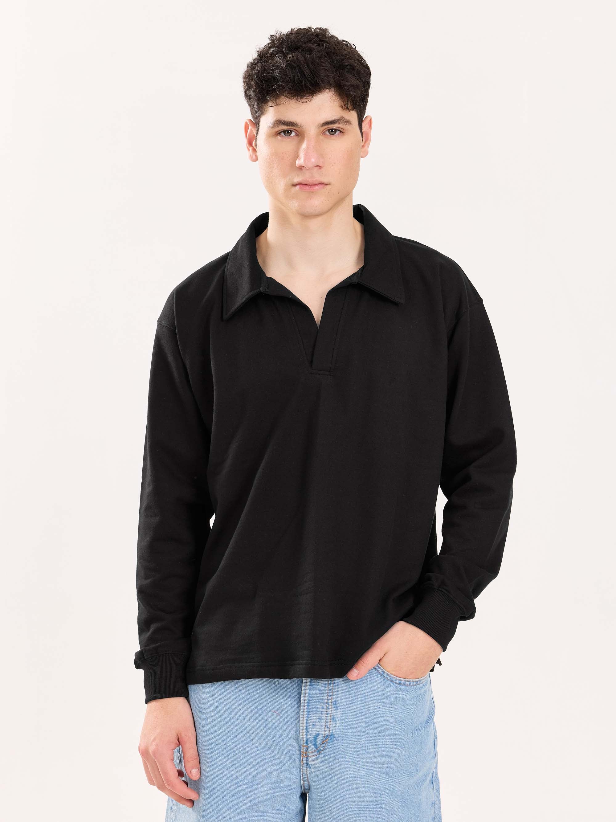 Black Terry Polo Tee - Image 3