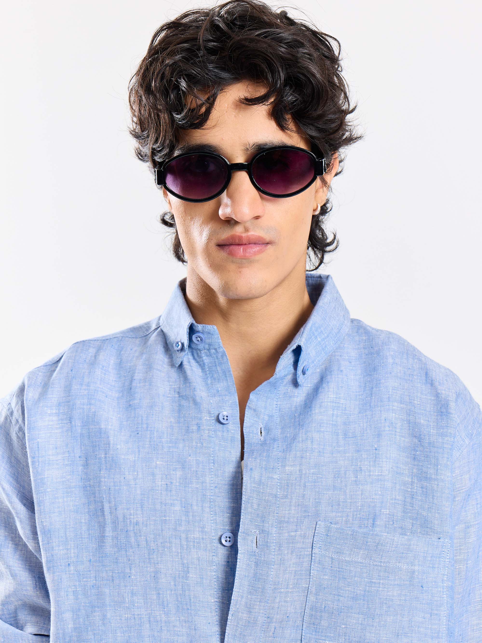 Blue Chambray Irish Linen Shirt - Image 3