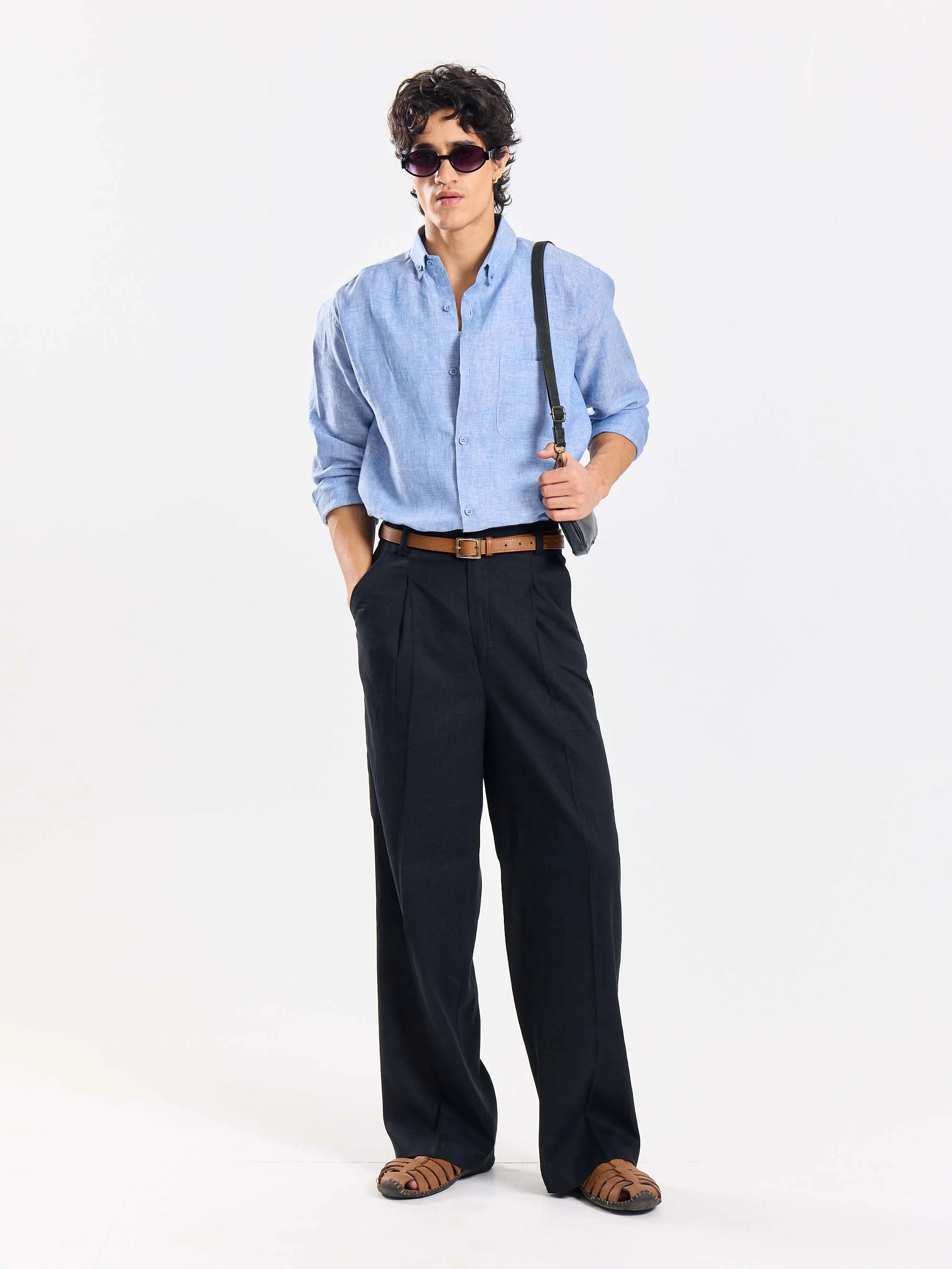 Blue Chambray Irish Linen Shirt - Image 4