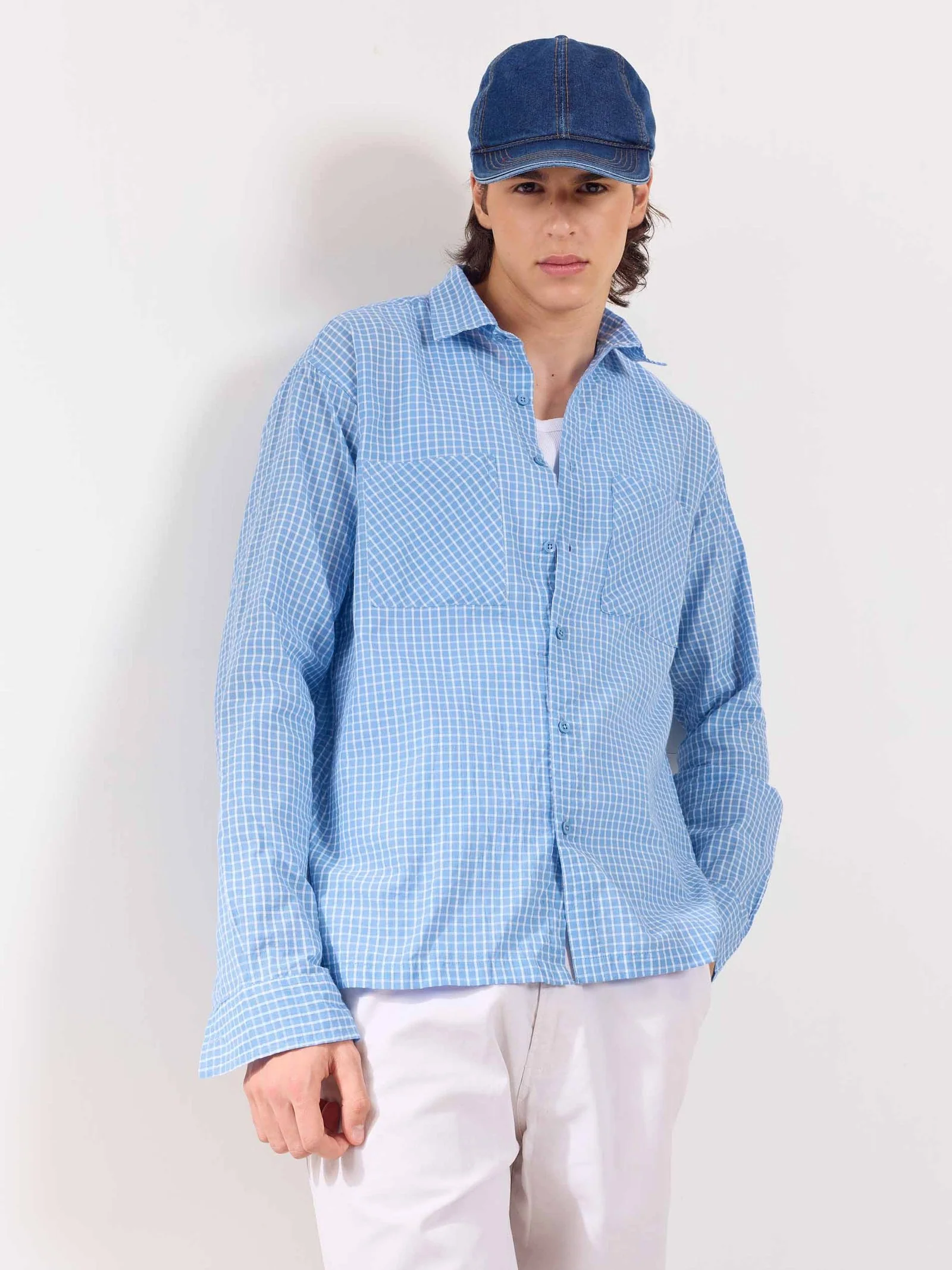Blue Checked Holiday Shirt - Image 4