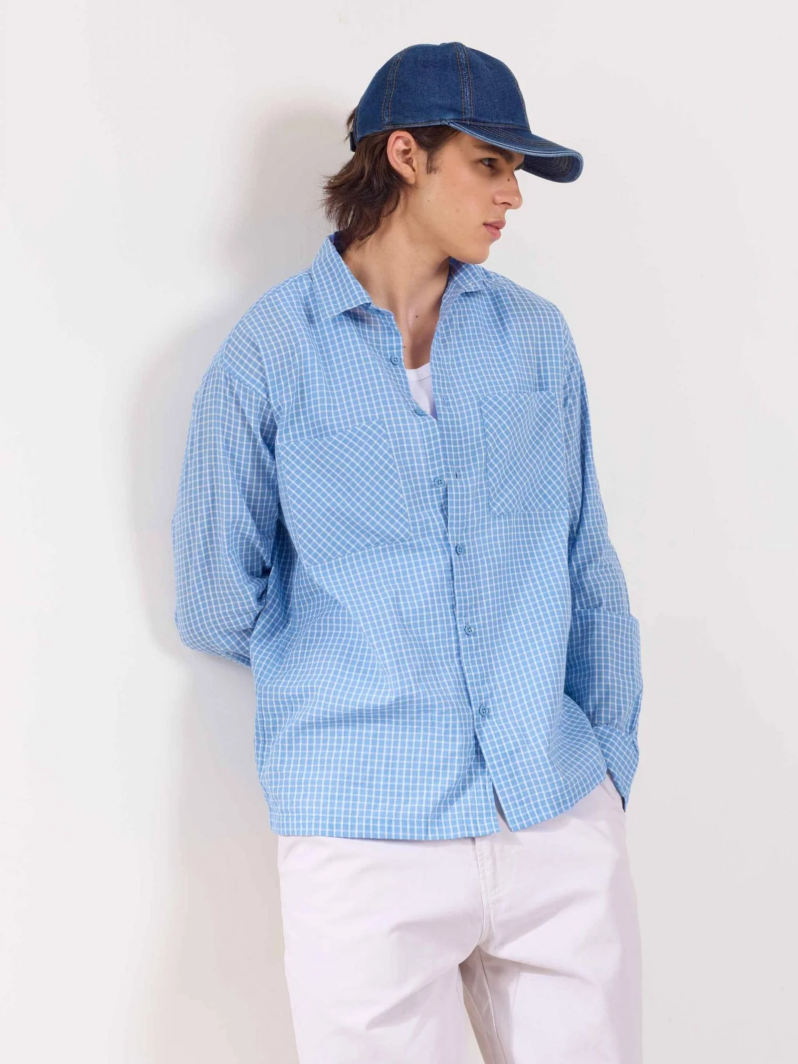 Blue Checked Holiday Shirt - Image 5