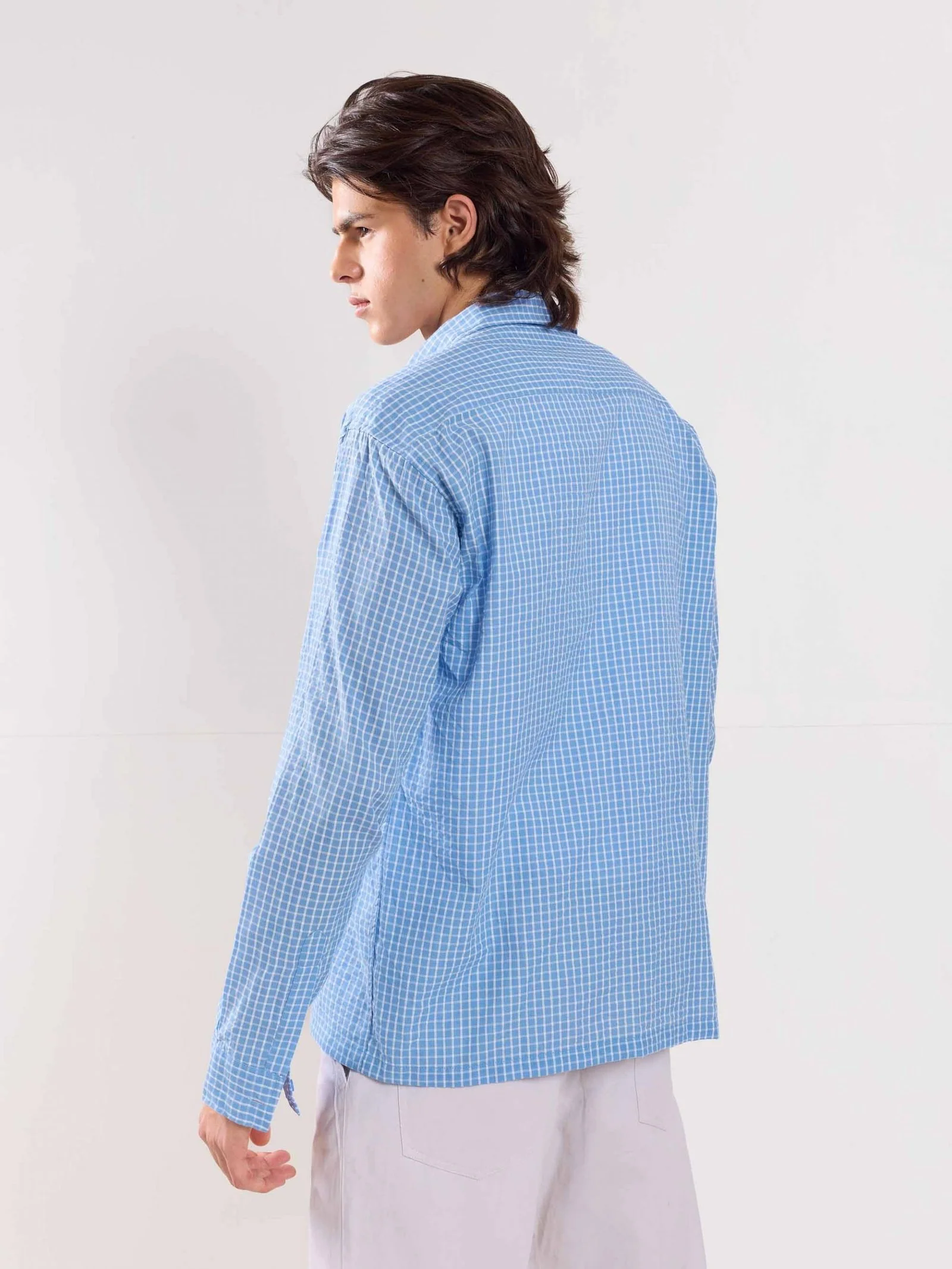 Blue Checked Holiday Shirt - Image 6