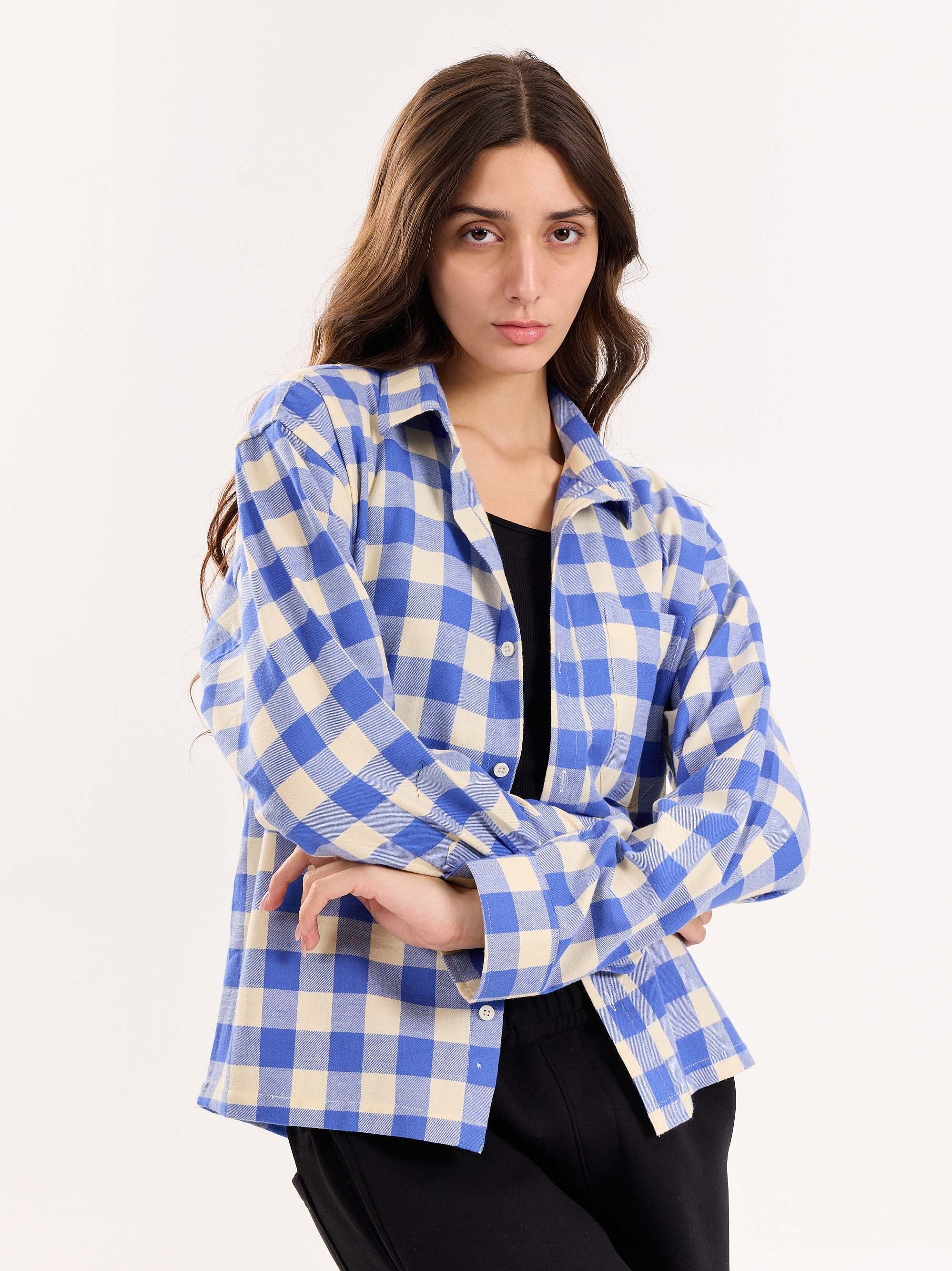 Blue Checkered Flannel Overshirt - Image 4