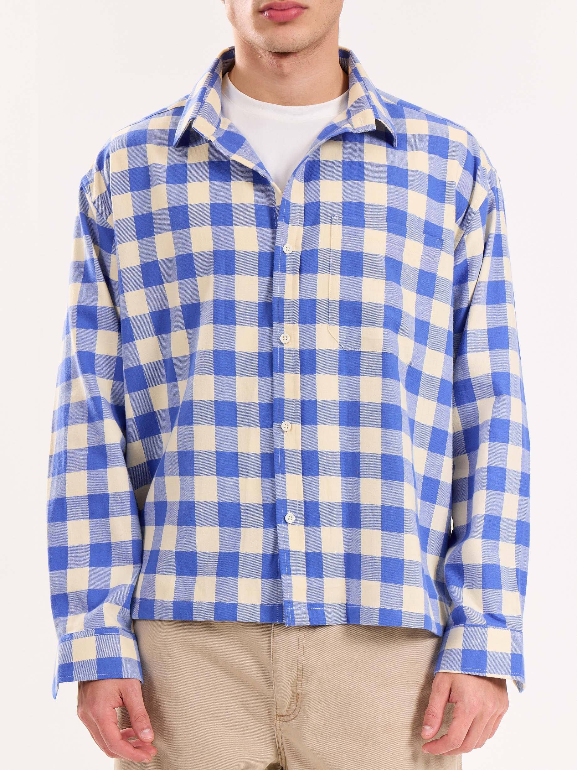 Blue Checkered Flannel Overshirt - Image 5
