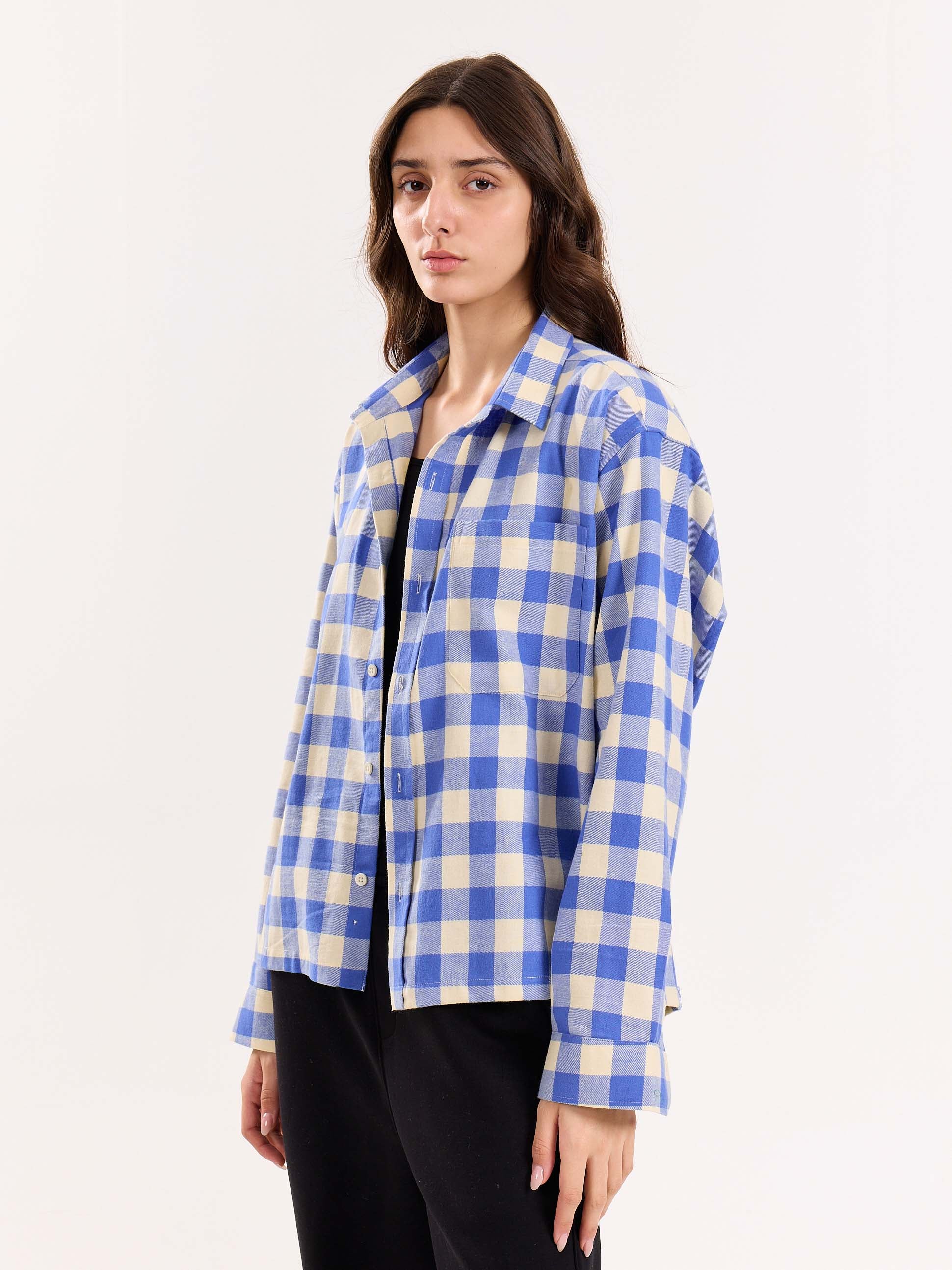 Blue Checkered Flannel Overshirt - Image 6