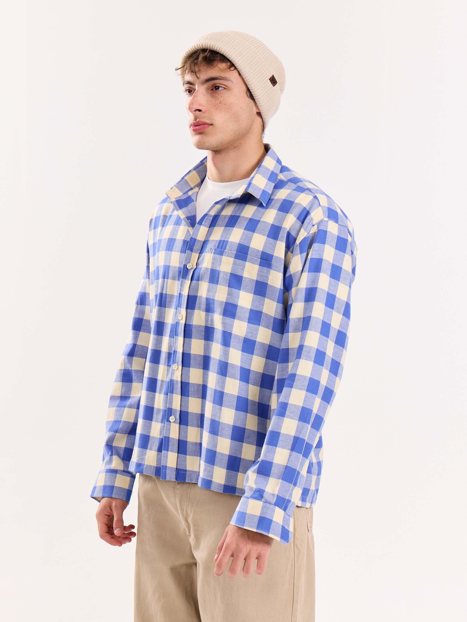 Blue Checkered Flannel Overshirt - Image 7