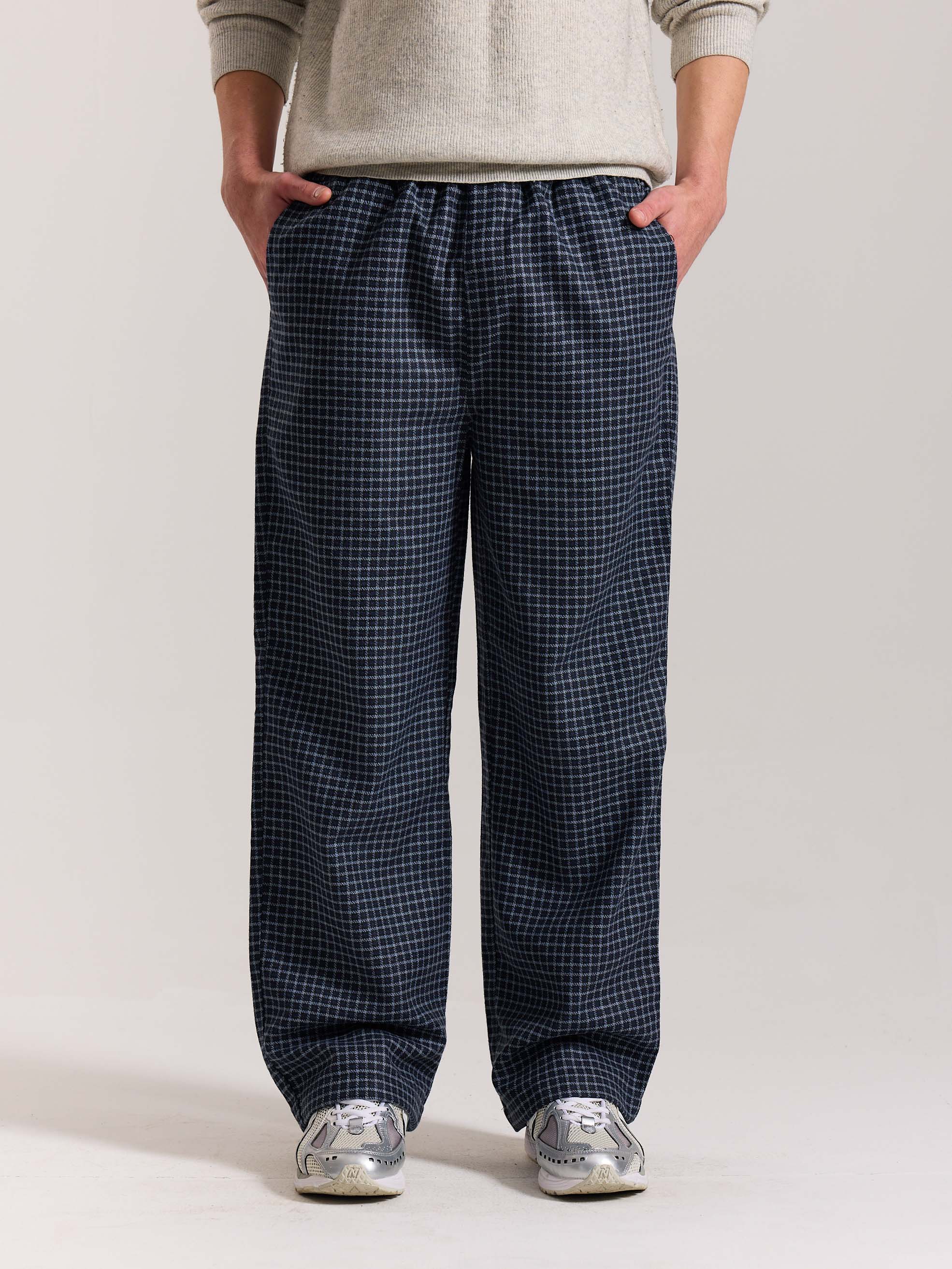Blue Checkered Woolen Pants - Image 3