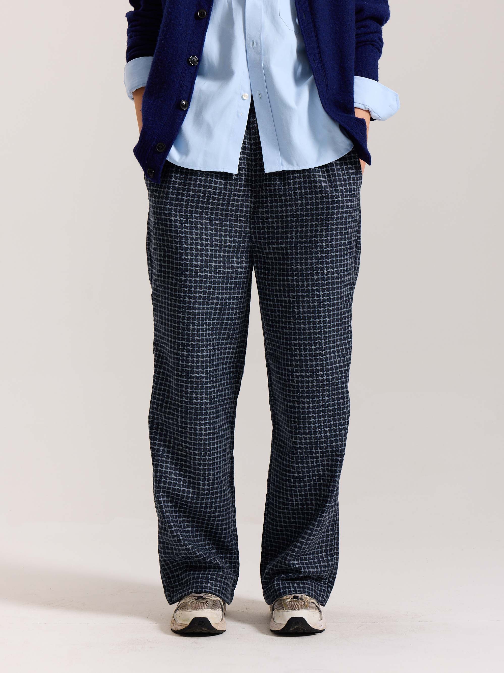 Blue Checkered Woolen Pants - Image 4
