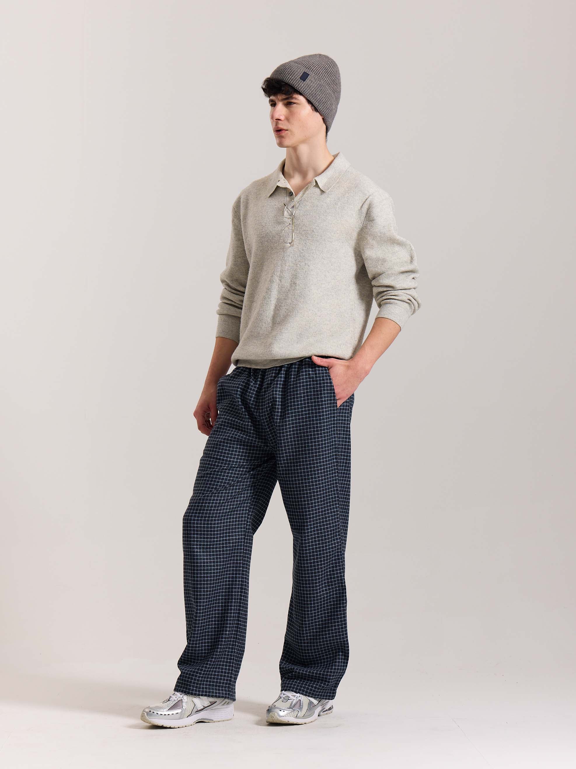 Blue Checkered Woolen Pants - Image 5