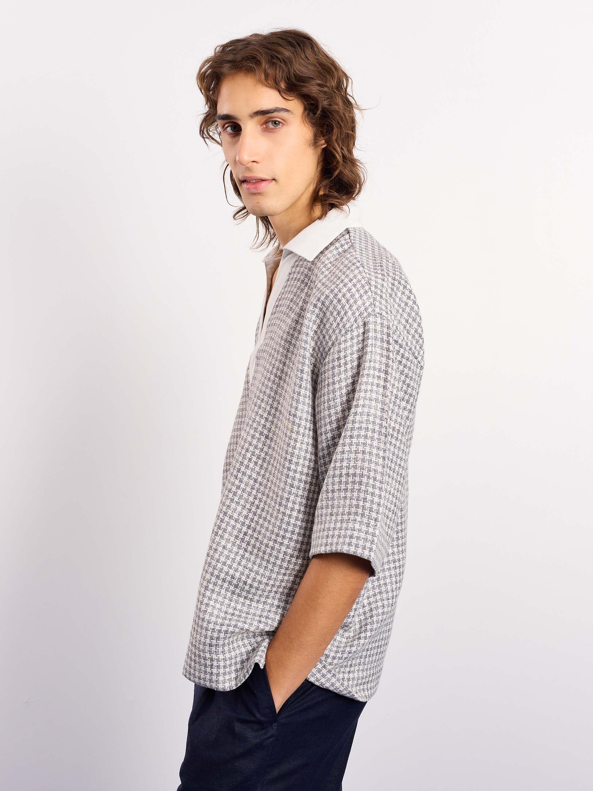 Blue Contrasting Collar Pullover - Image 6