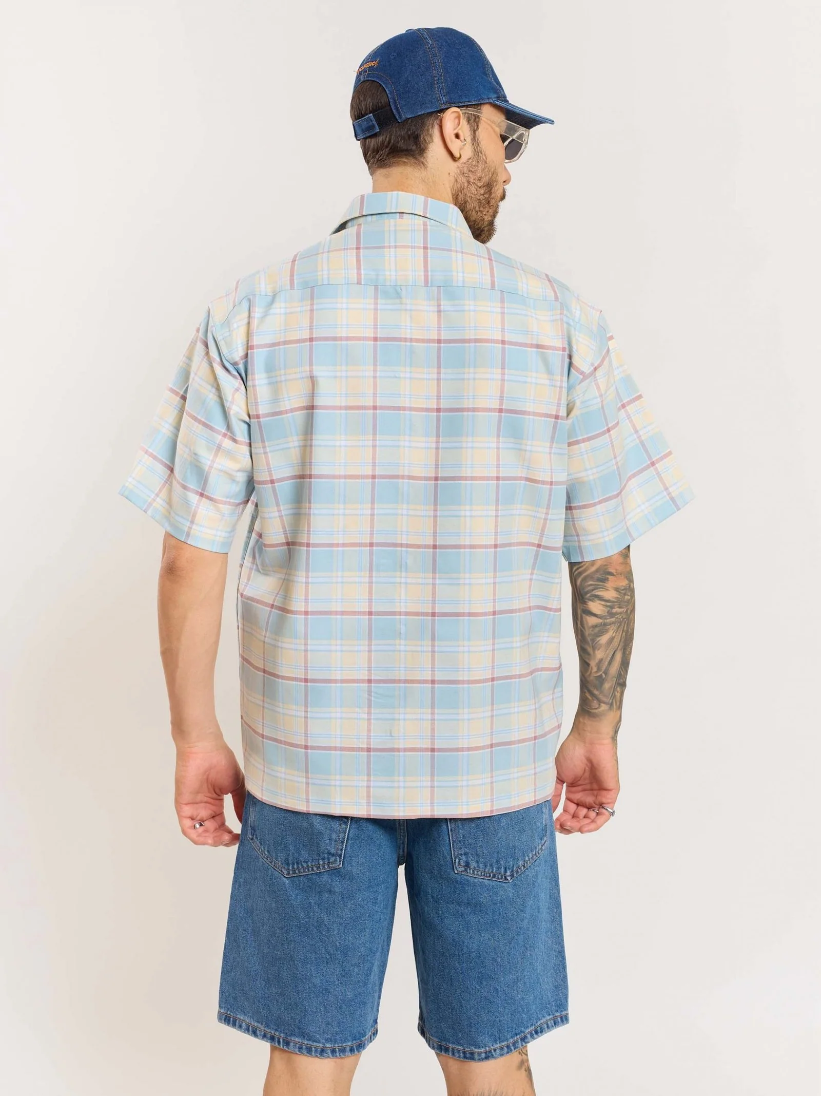 Blue Checked Cropped Shirt - Image 6
