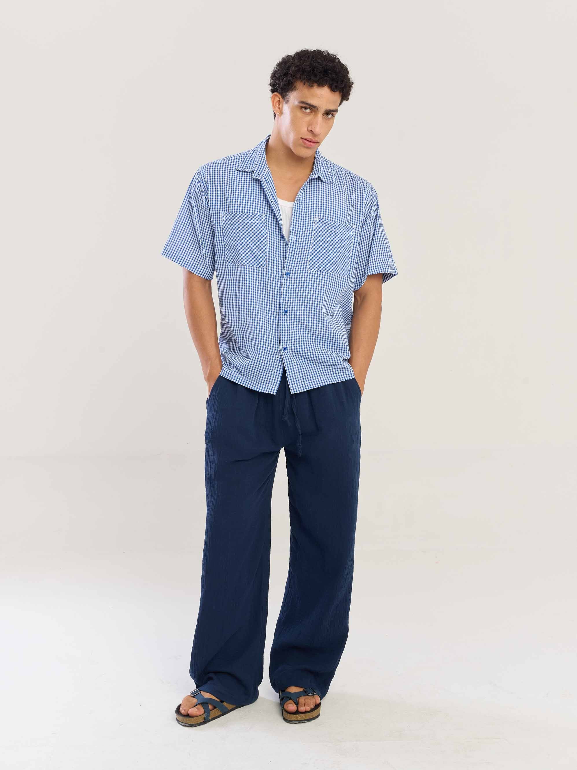 Blue Gingham Seersucker Shirt - Image 2