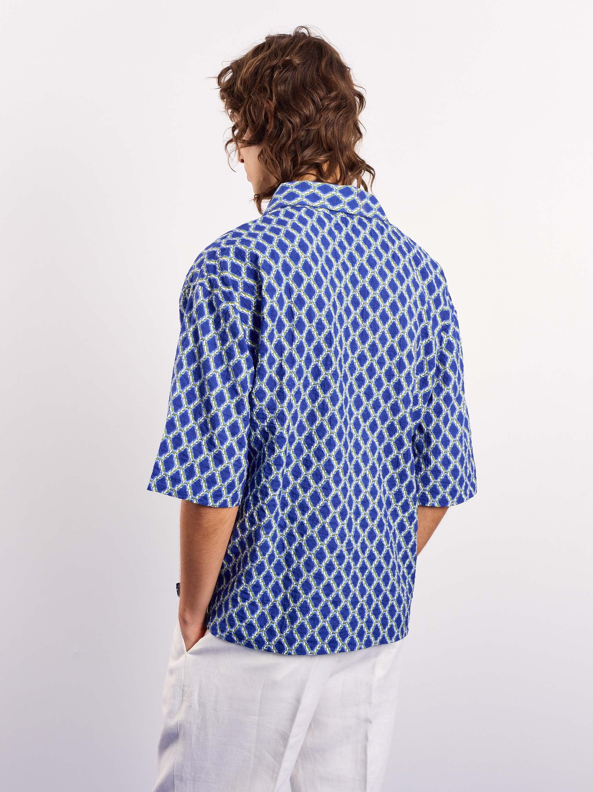 Blue & Green Geometrical Printed Pullover - Image 8
