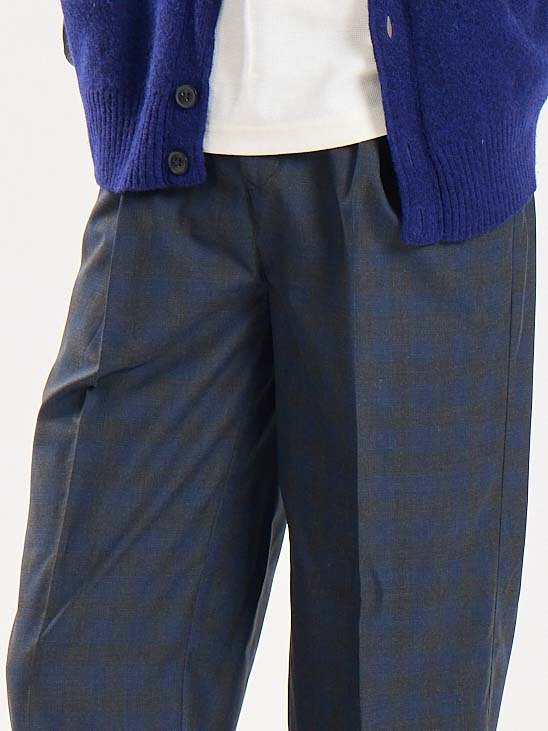 Blue & Grey Checked Baggy Fit Trousers - Image 3