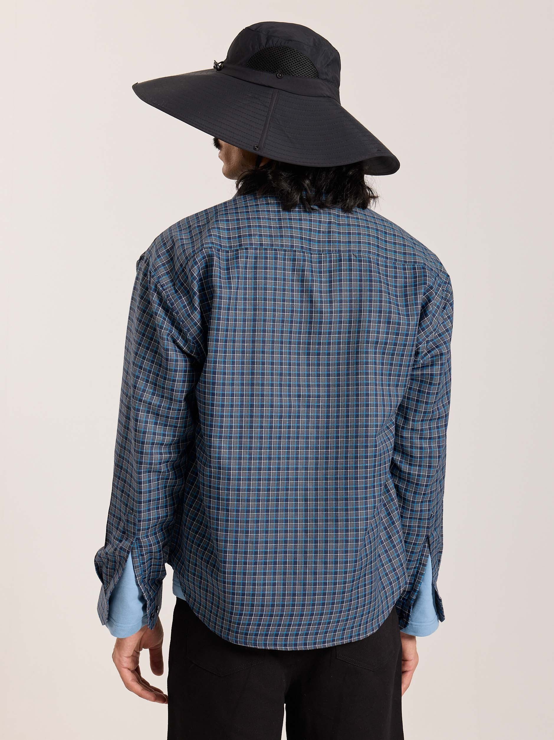 Blue & Grey Checkered Oversized Cropped Shirt - Image 8
