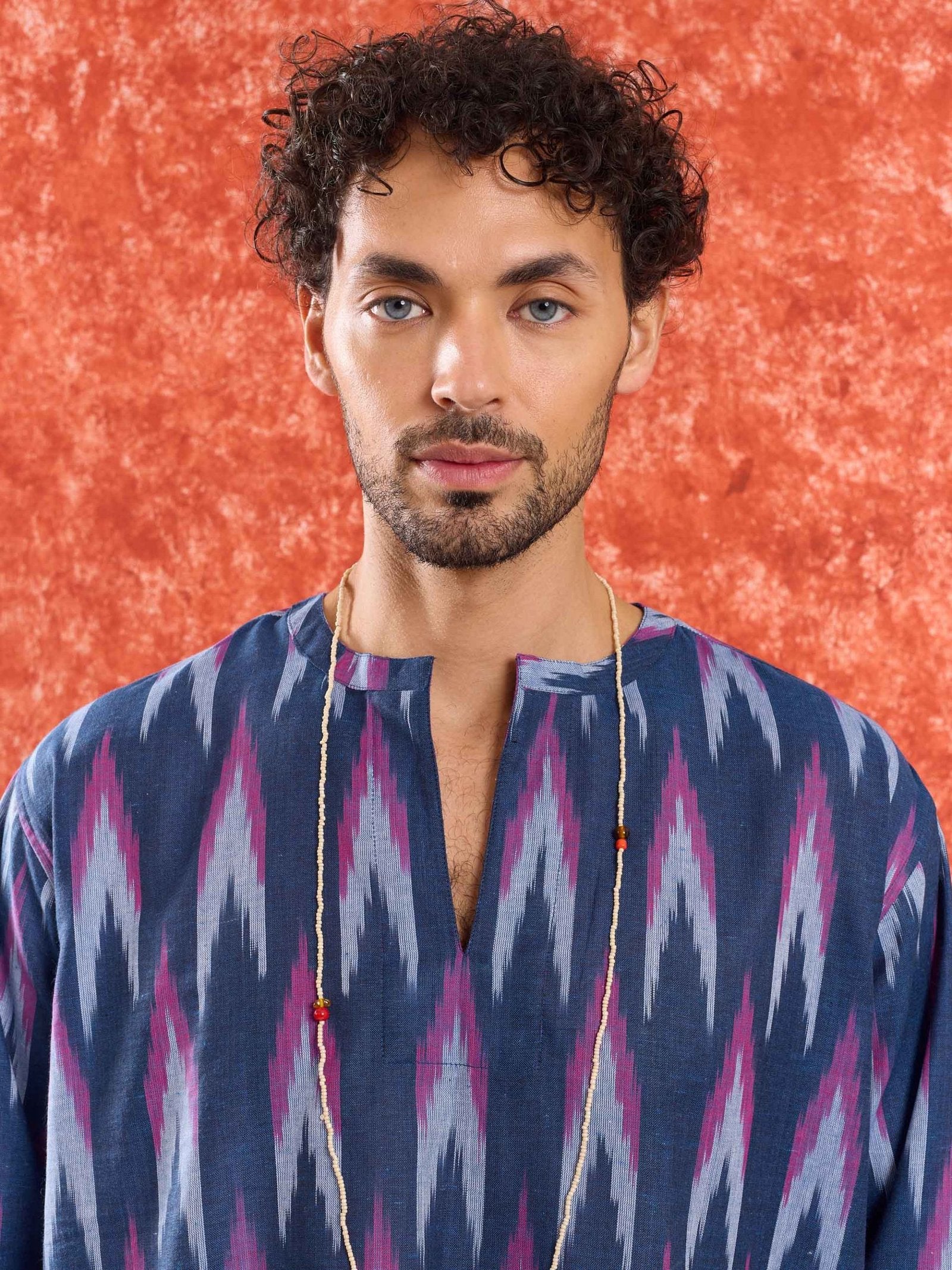 Blue Ikat Short Kurta - Image 3