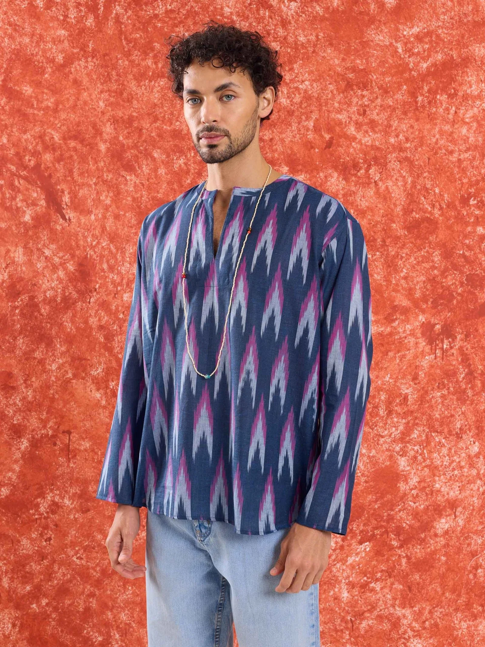 Blue Ikat Short Kurta - Image 4