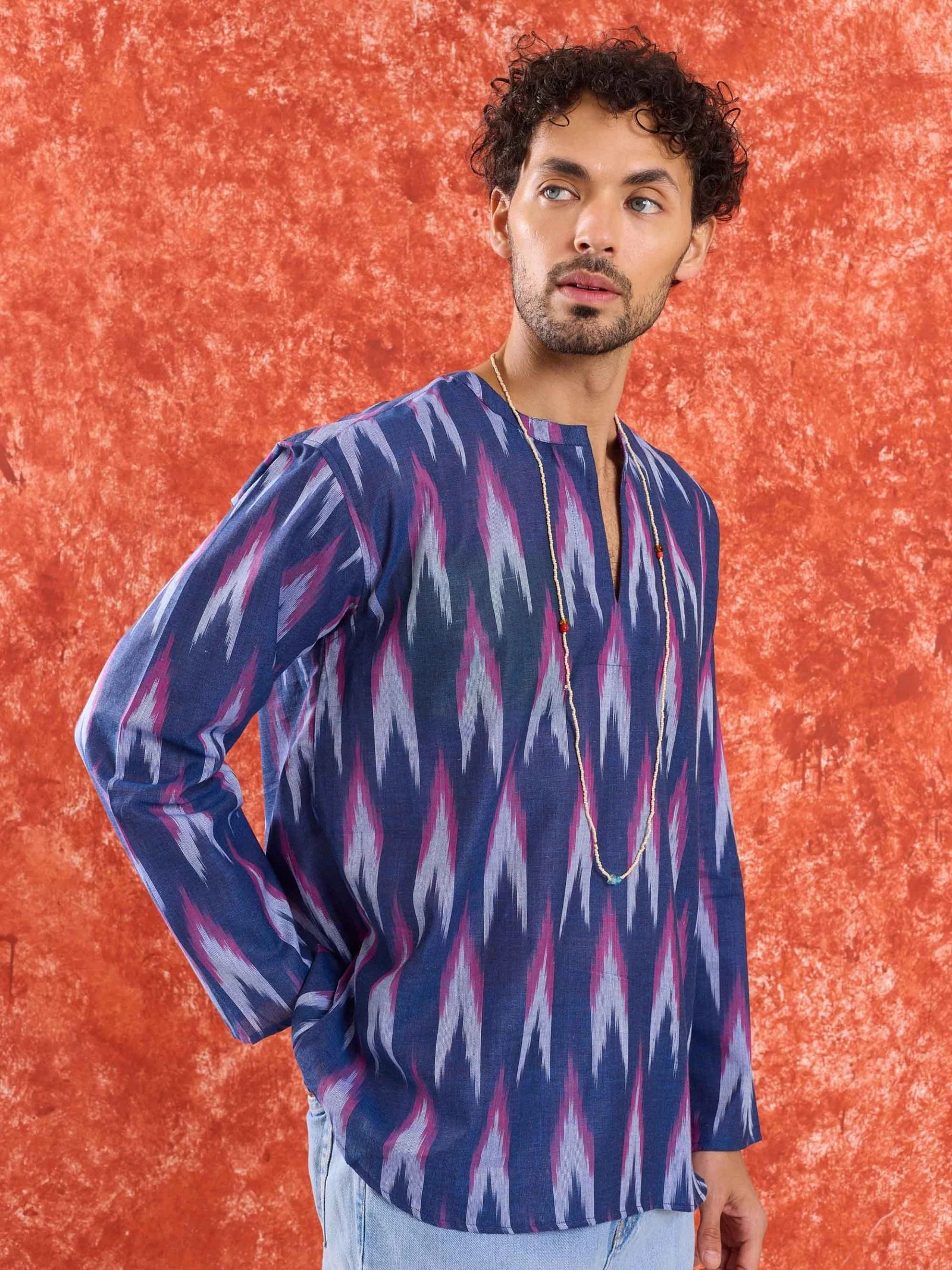 Blue Ikat Short Kurta - Image 5