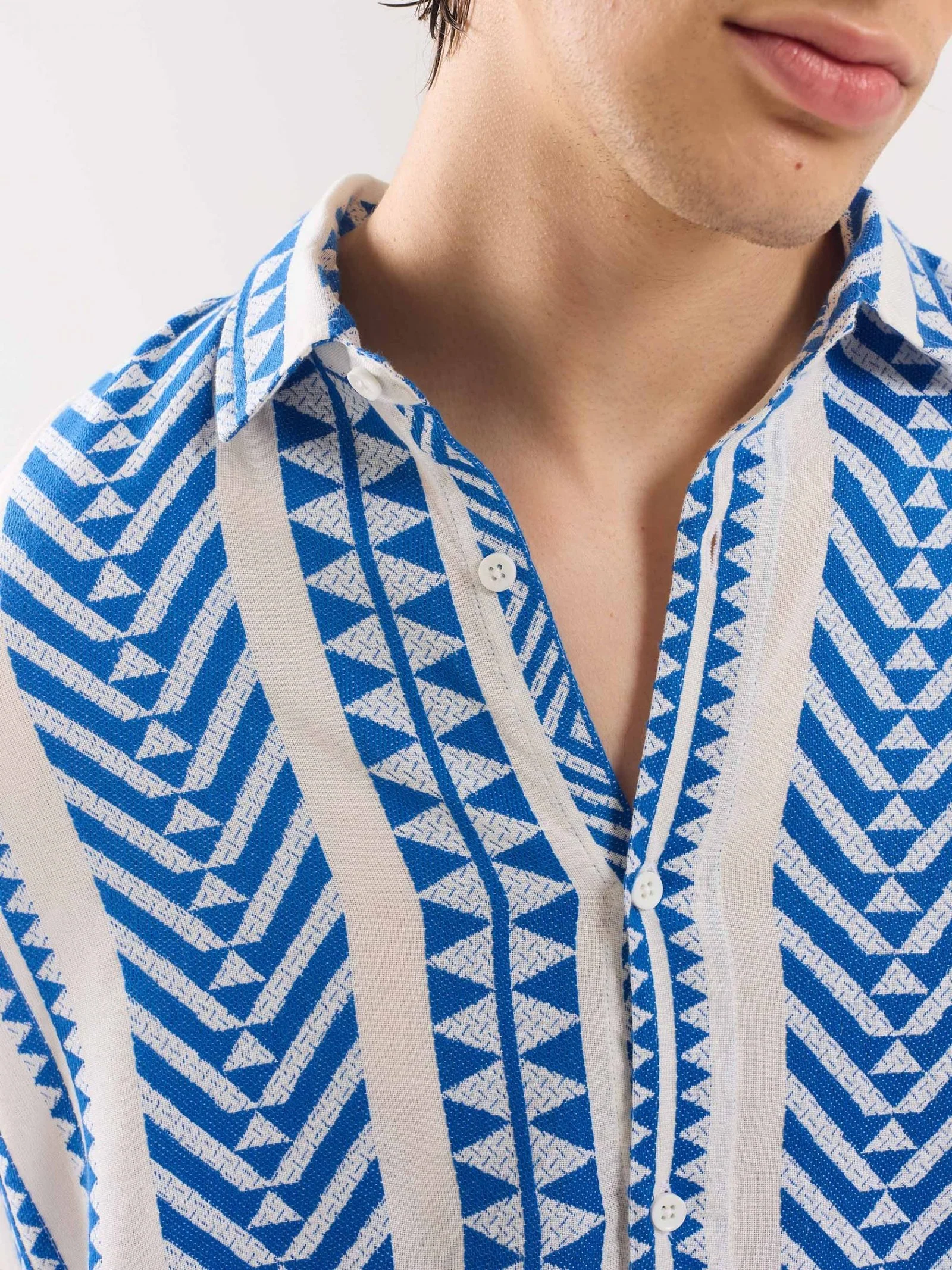 Blue Jacquard Weave Shirt - Image 5