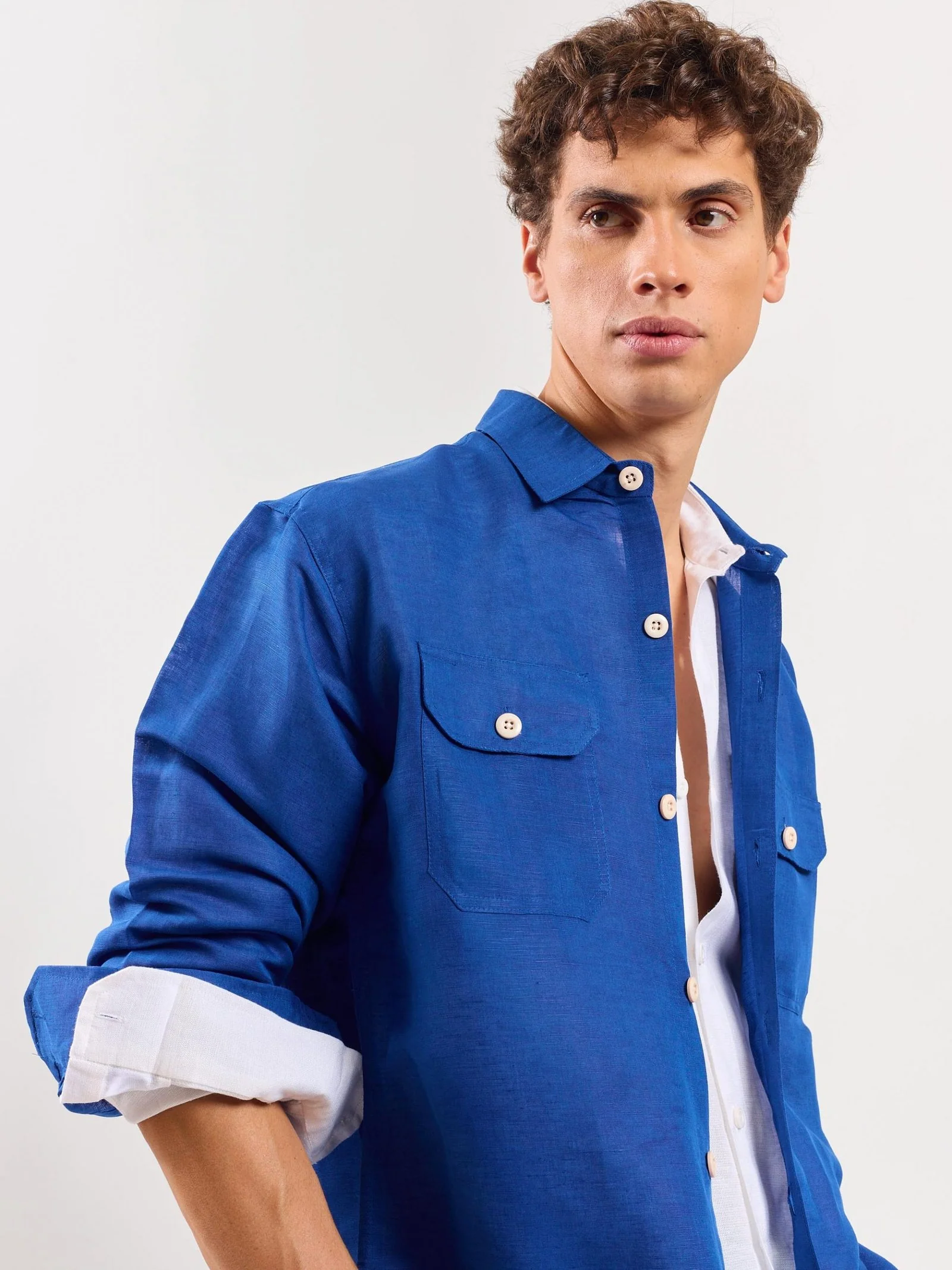 Blue Linen Overshirt - Image 3