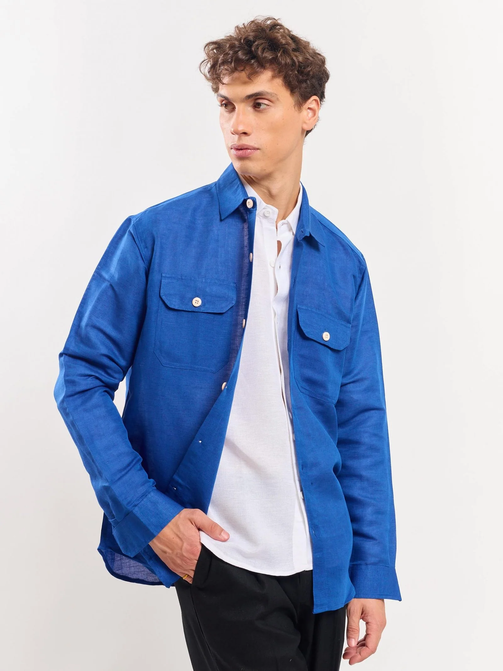 Blue Linen Overshirt - Image 5